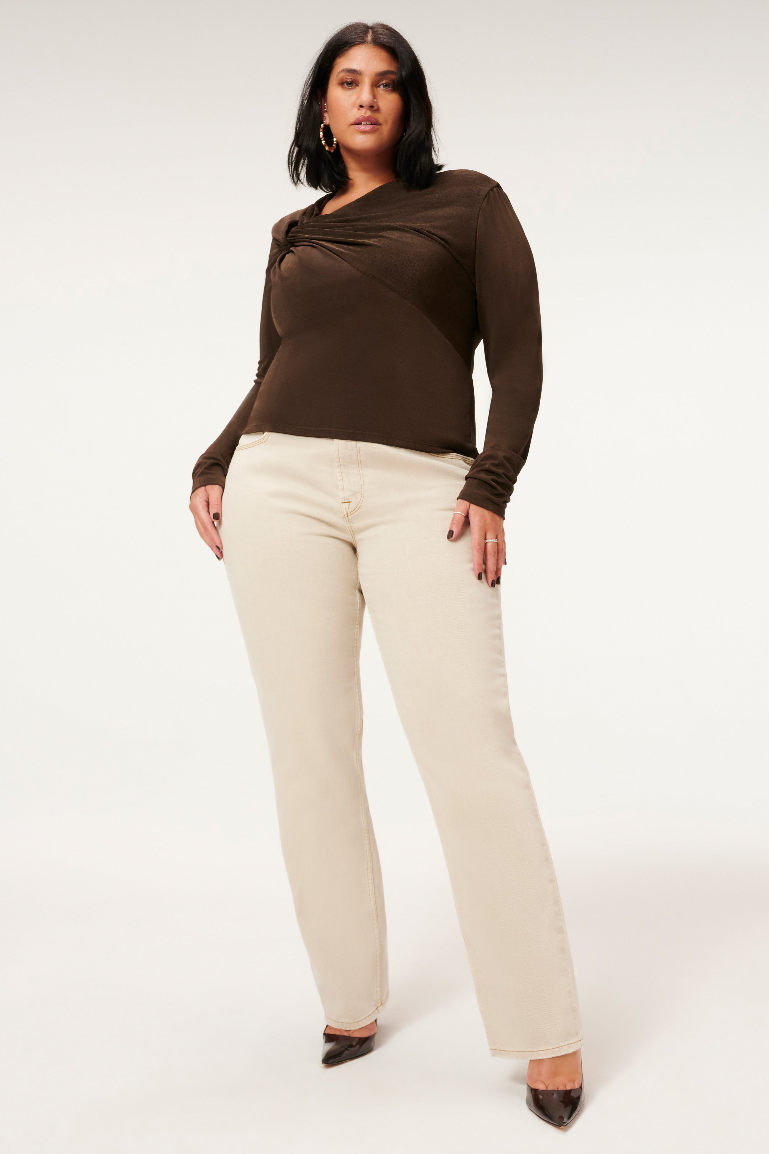 Styled With feature image for product SHIMMER ASYMMETRICAL TOP | MOCHA001