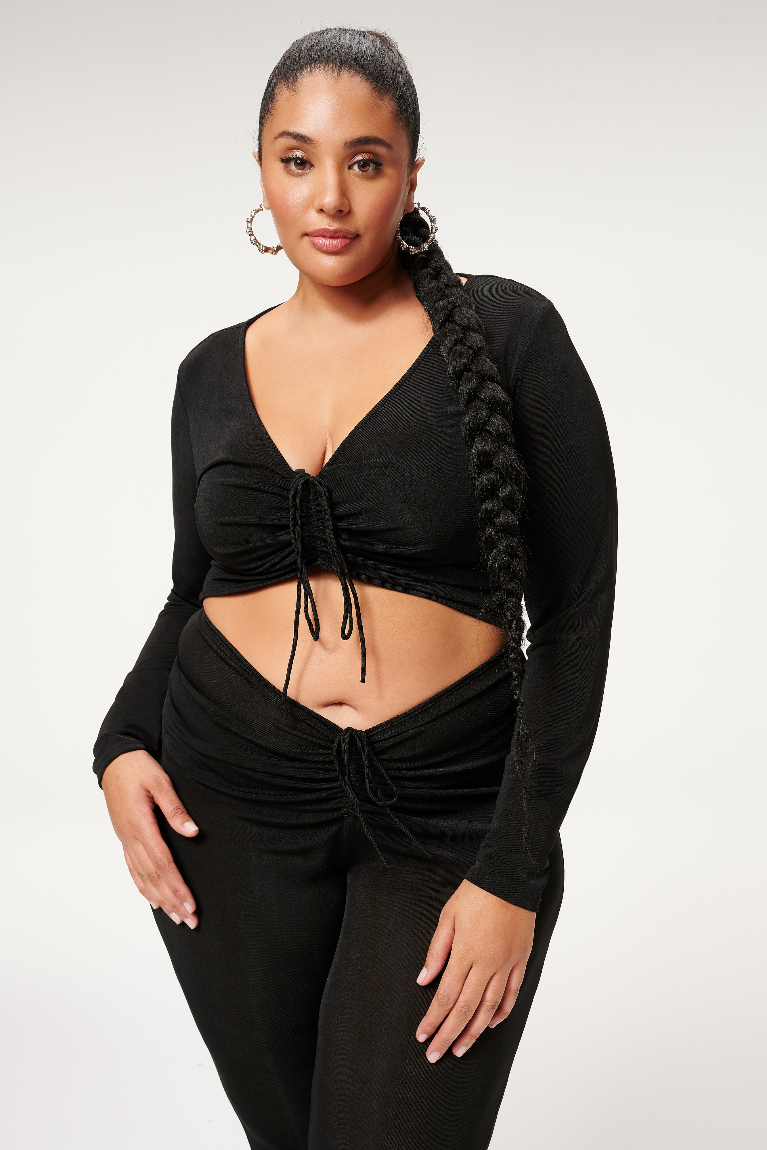 Styled With feature image for product SHINE RUCHED CROP TOP | BLACK001