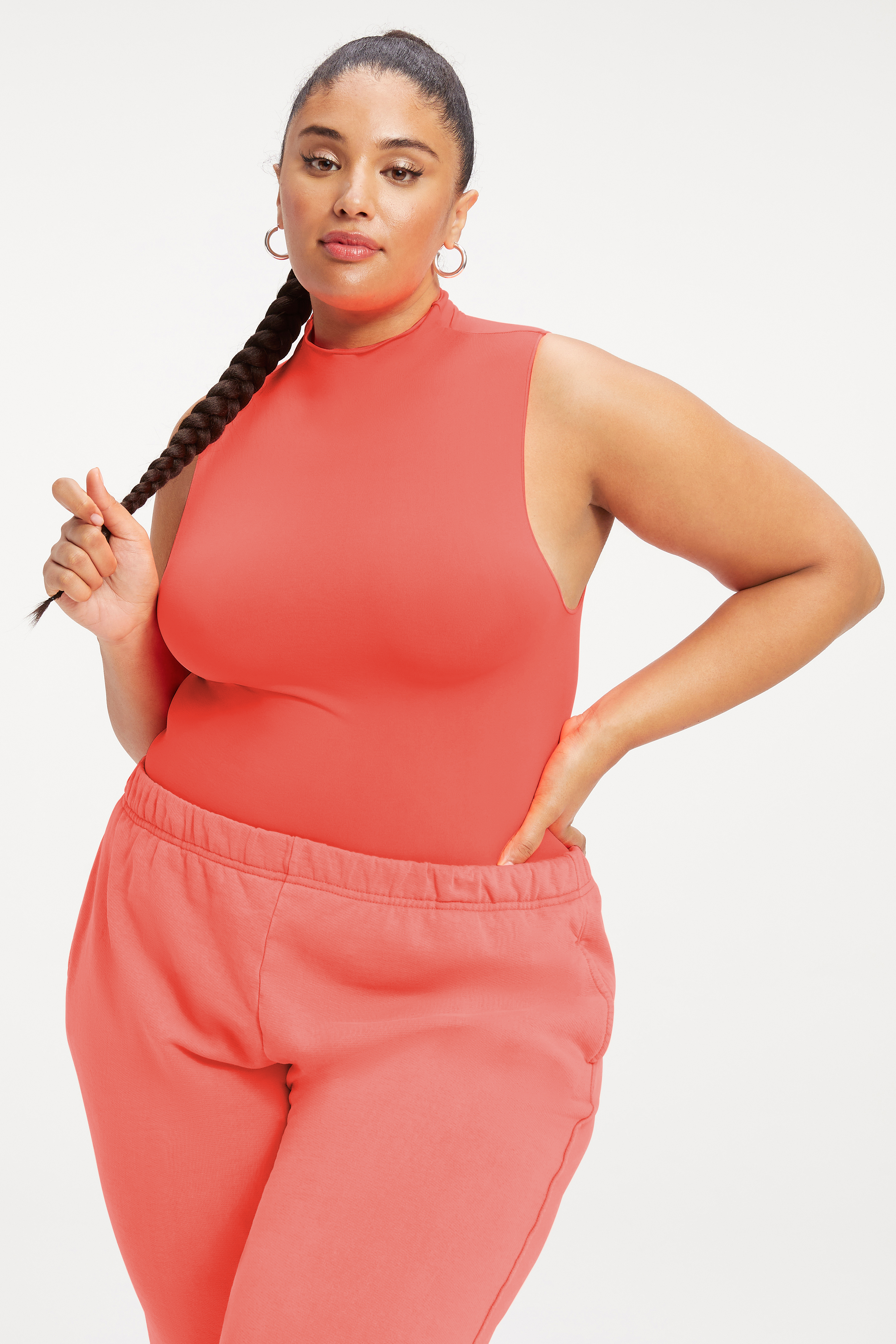 Styled With feature image for product SEAMLESS FUNNEL TANK BODYSUIT | HOT CORAL001
