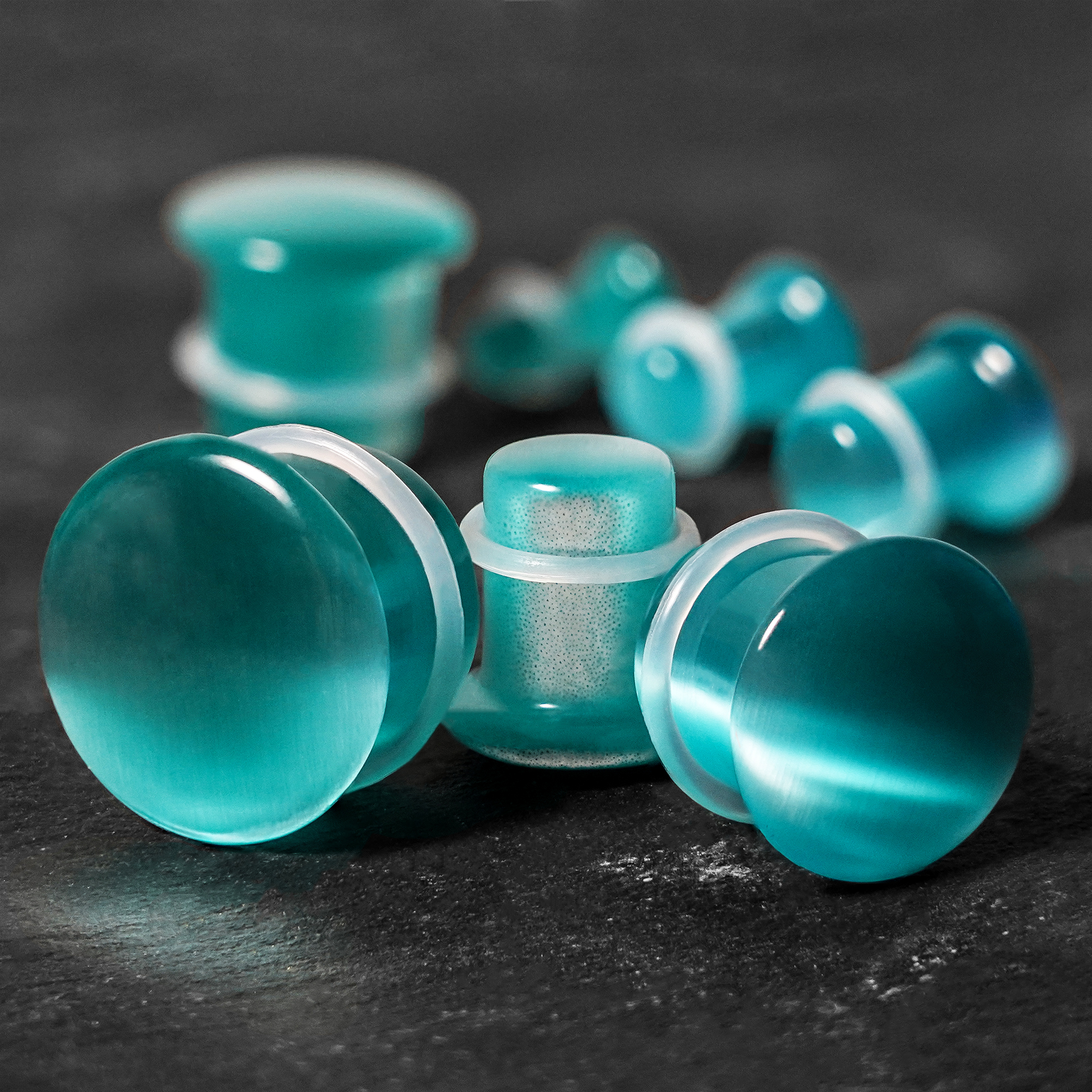 Hellgrüner Katzenauge Single Flare Glas Plug / Gauge