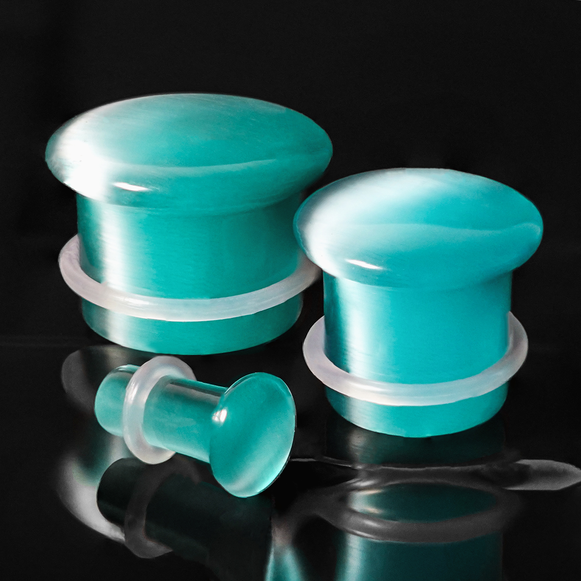  Hellgrüner Katzenauge Single Flare Glas Plug / Gauge