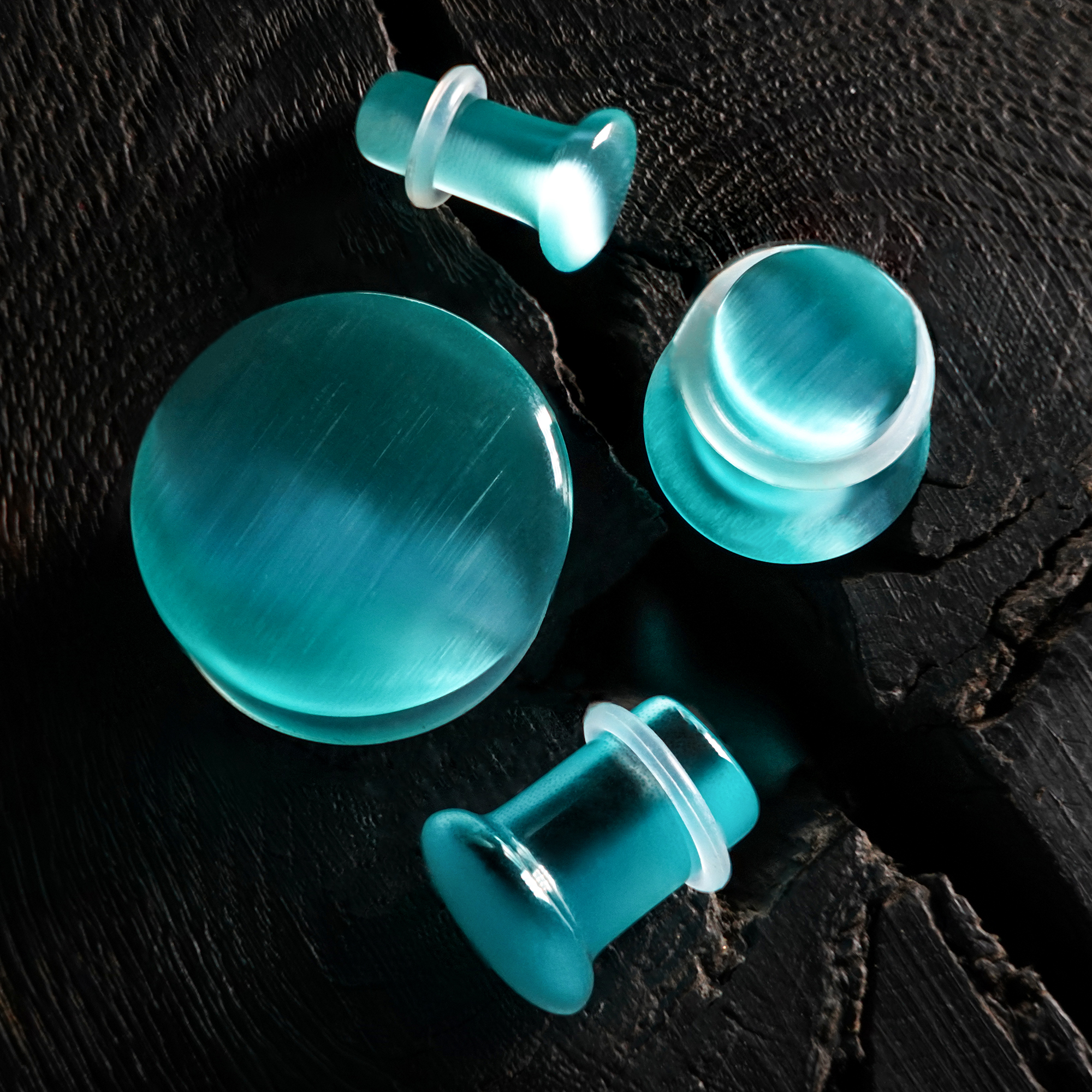  Hellgrüner Katzenauge Single Flare Glas Plug / Gauge
