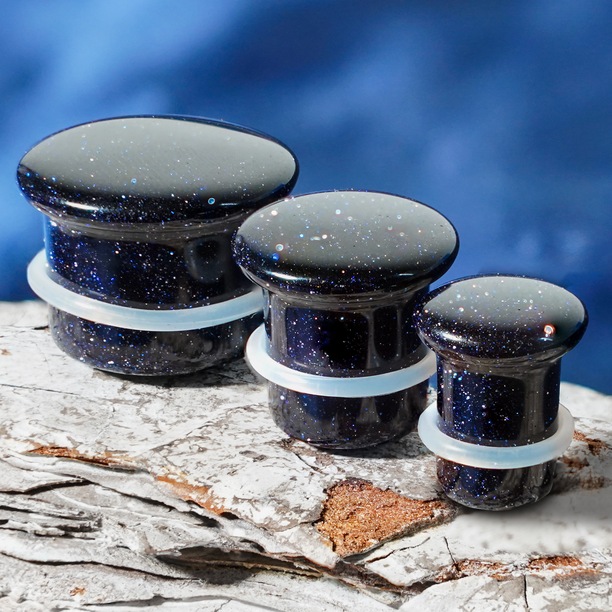 Cute Blue Goldstone Single Flare Stone Plug / Gauge
