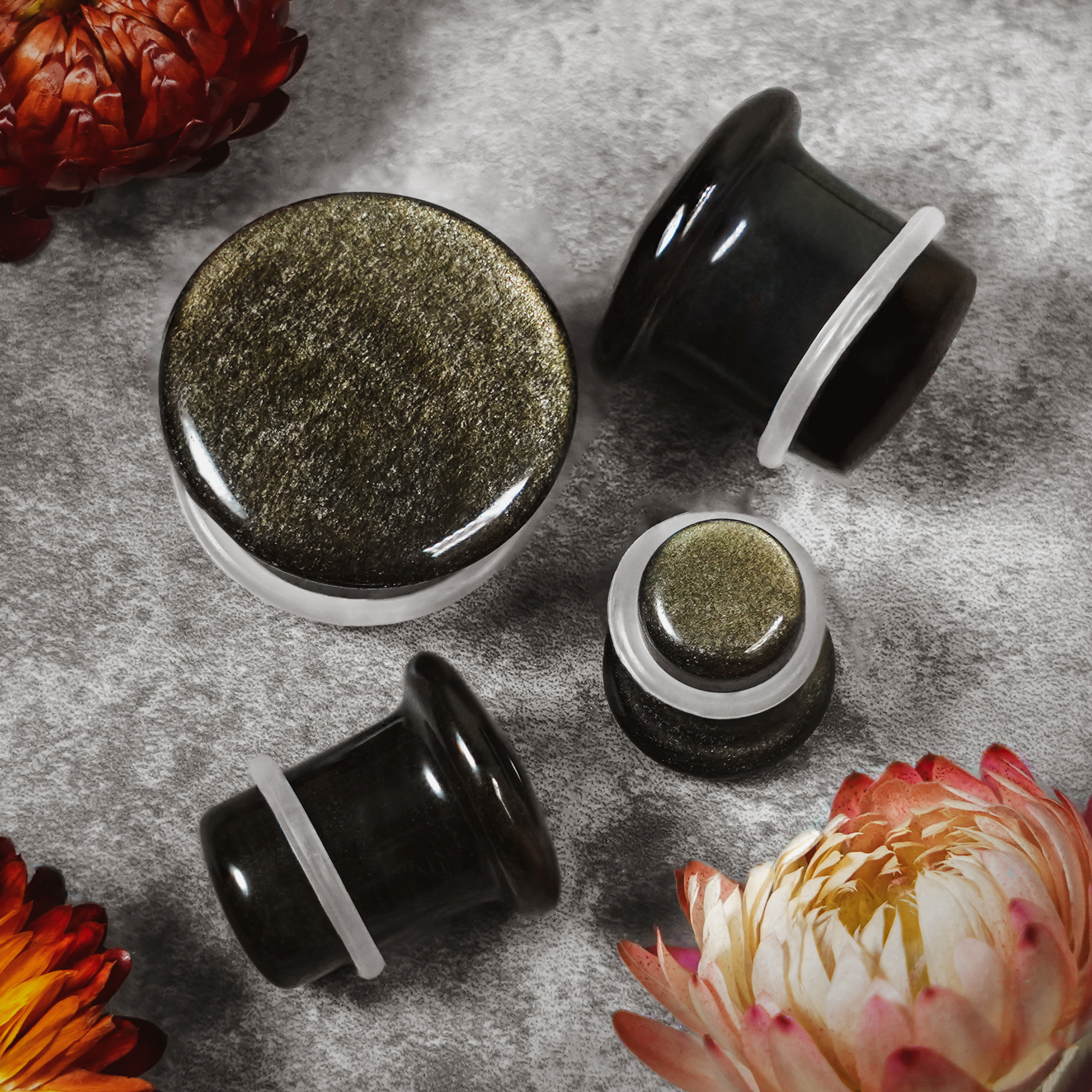  Gold Obsidian Single Flare Glas Plug / Gauge
