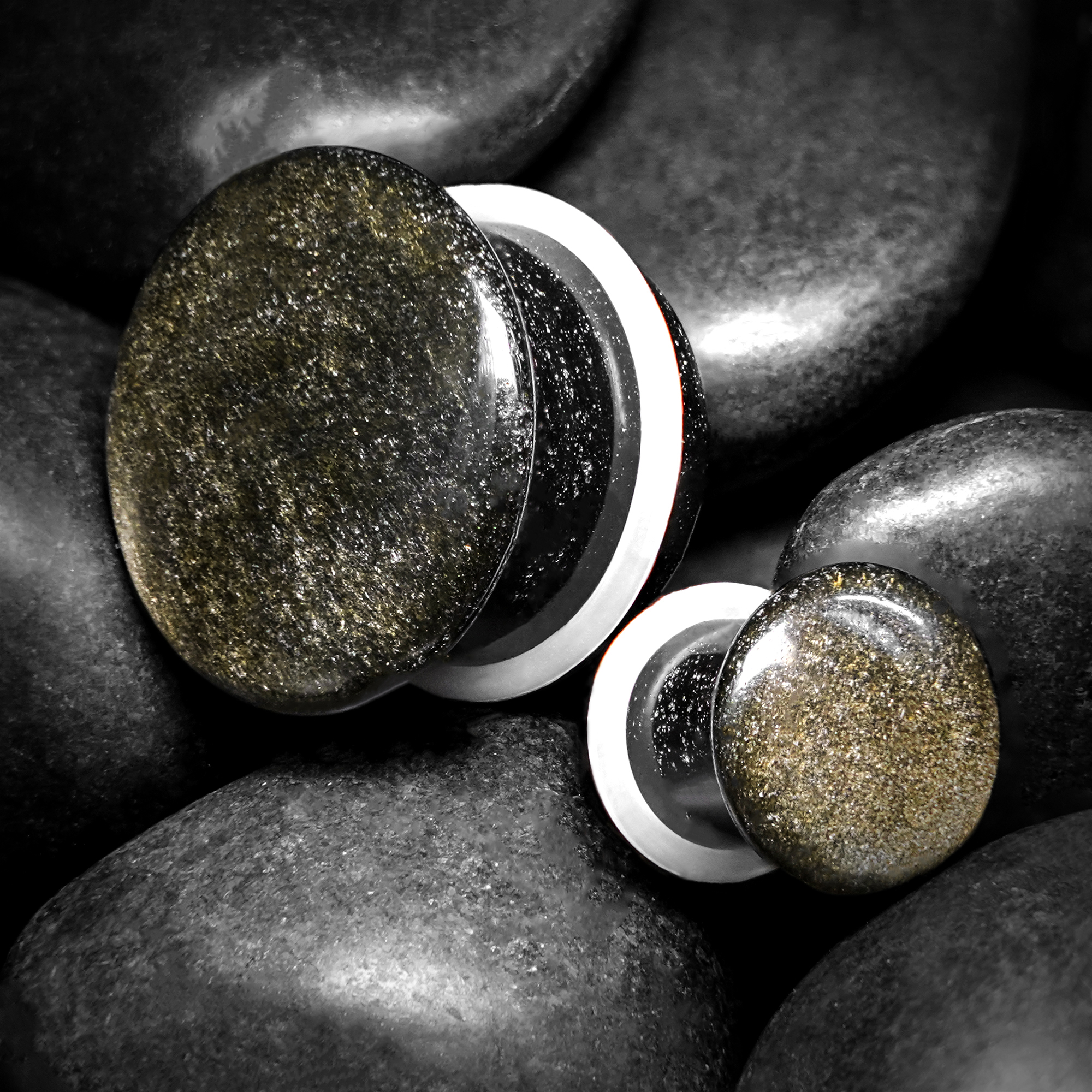  Gold Obsidian Single Flare Glas Plug / Gauge