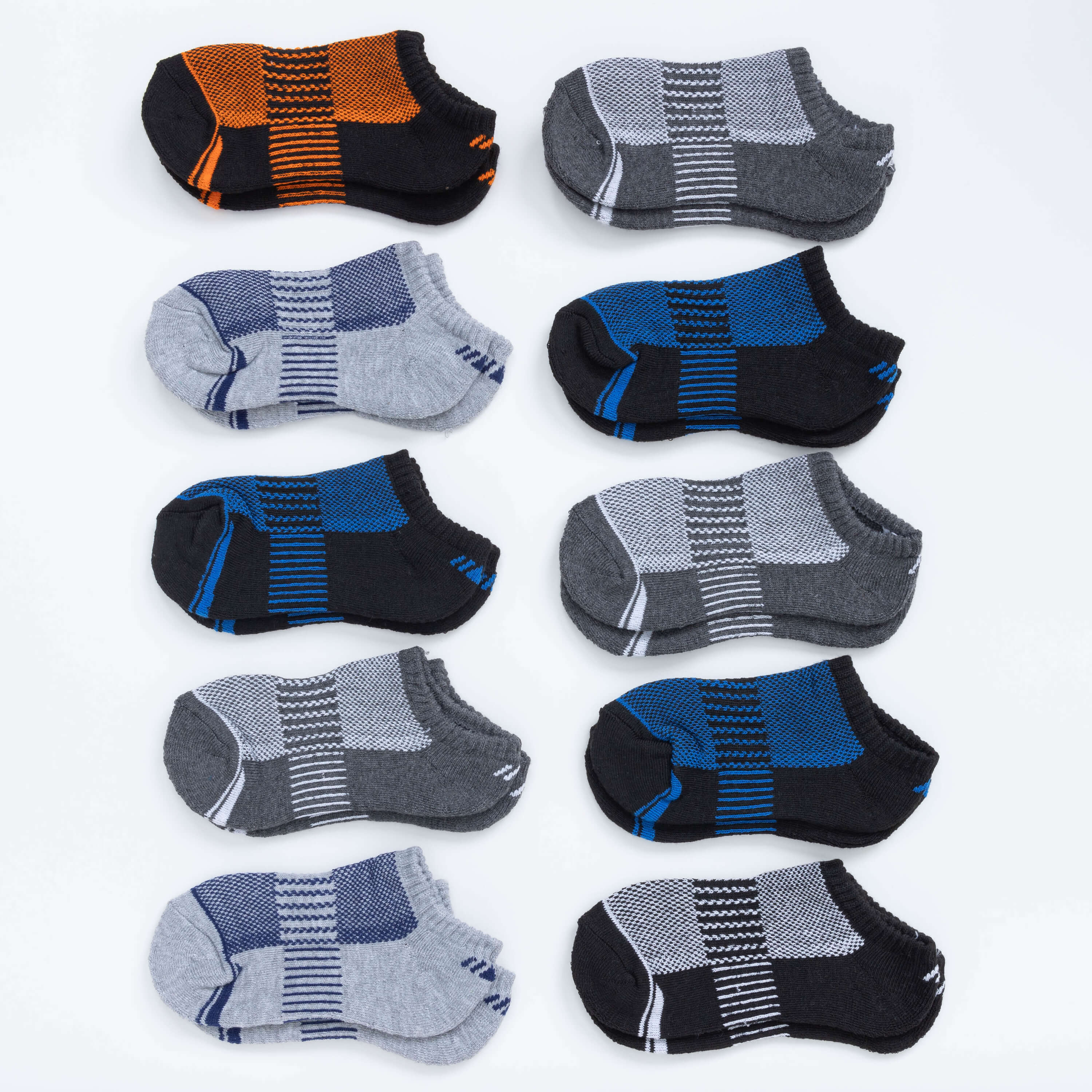 Boys' 10 Pack Half Cushion No-Show Socks