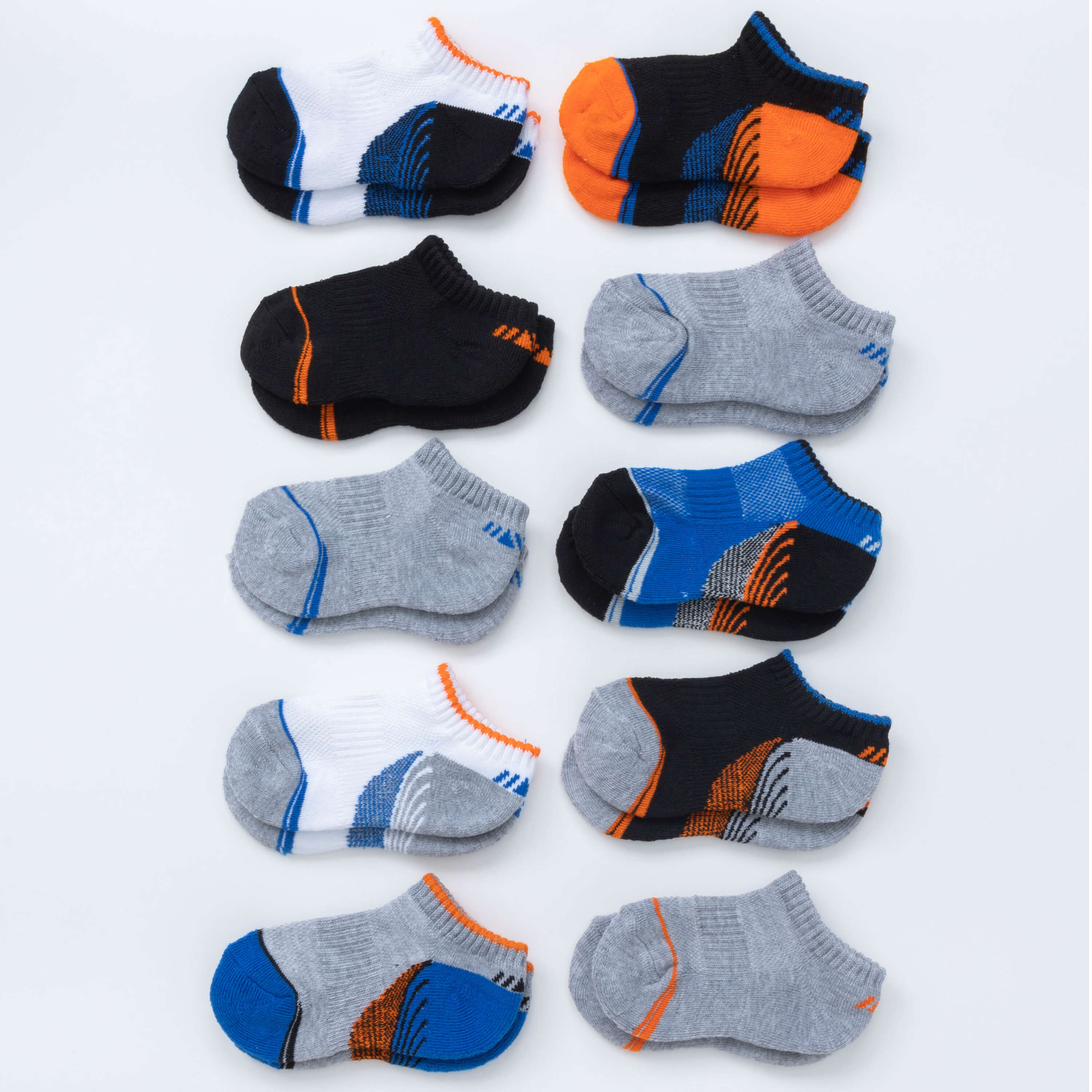 Boys' 10 Pack Half Cushion No-Show Socks