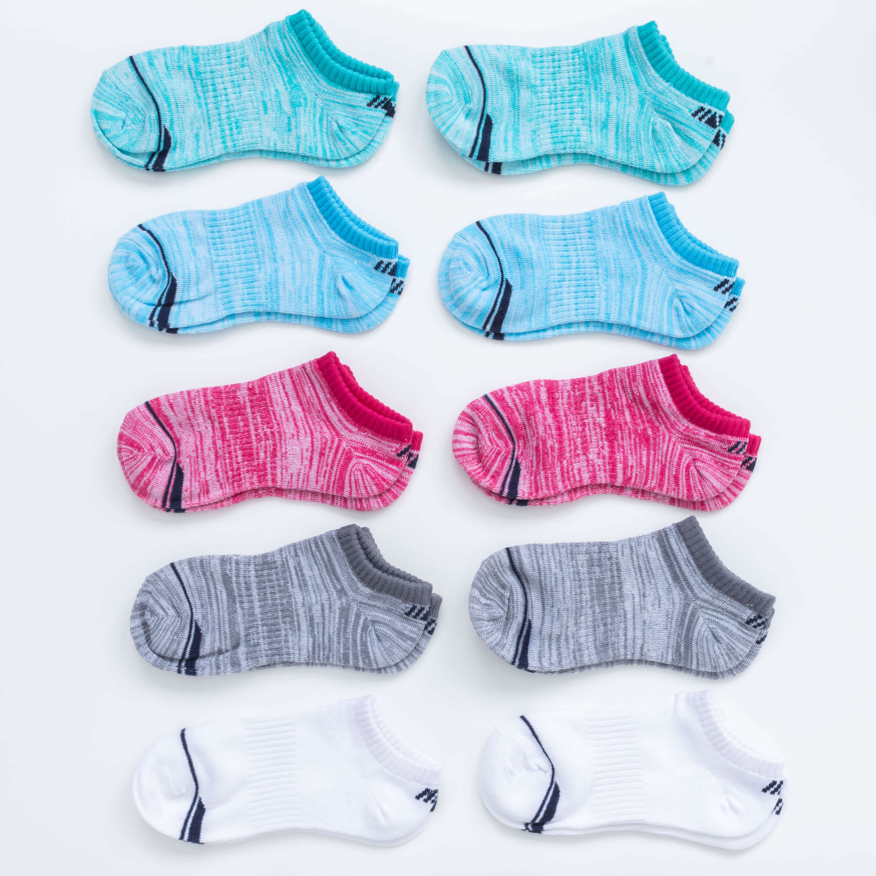 Girls' 10 Pack Flat Knit No-Show Socks