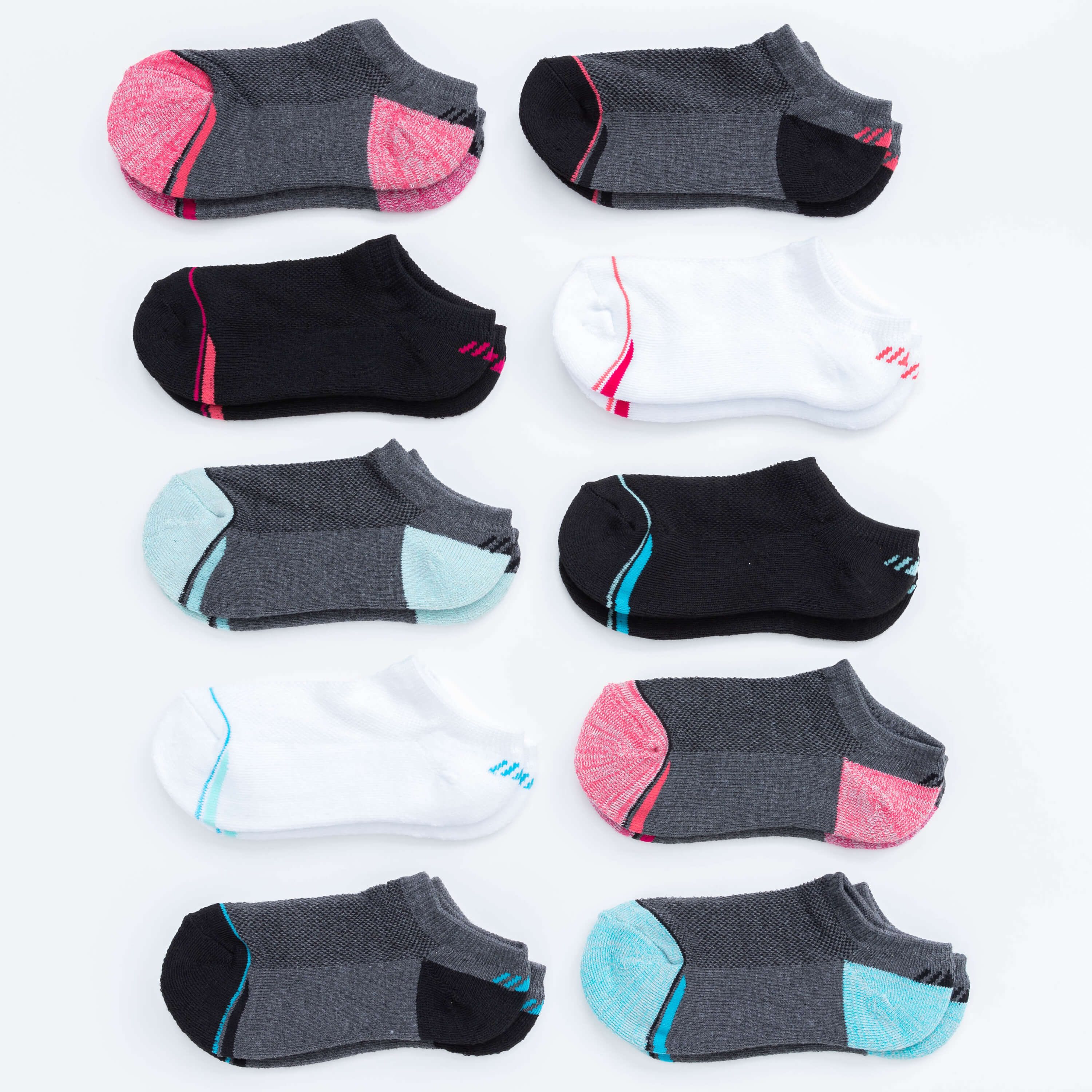 Girls' 10 Pack Half Cushion No-Show Socks
