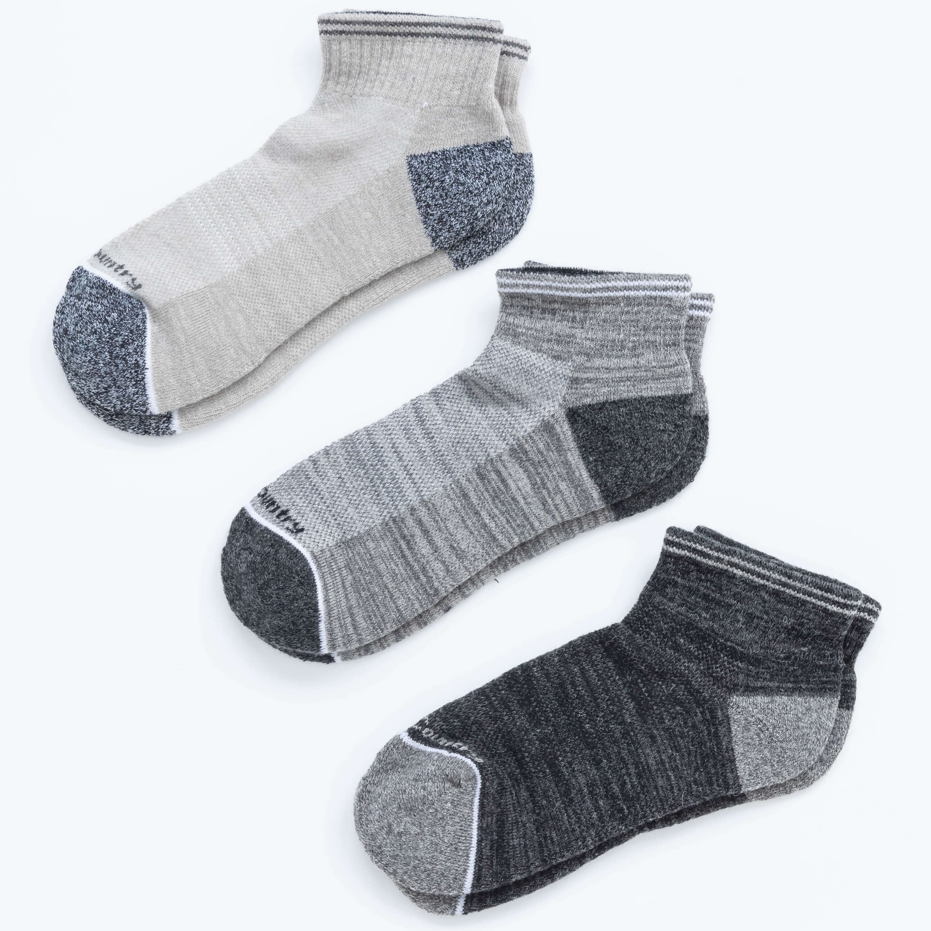 Women's 3 Pack Wool-Blend Half Cushion Quarter Crew Socks