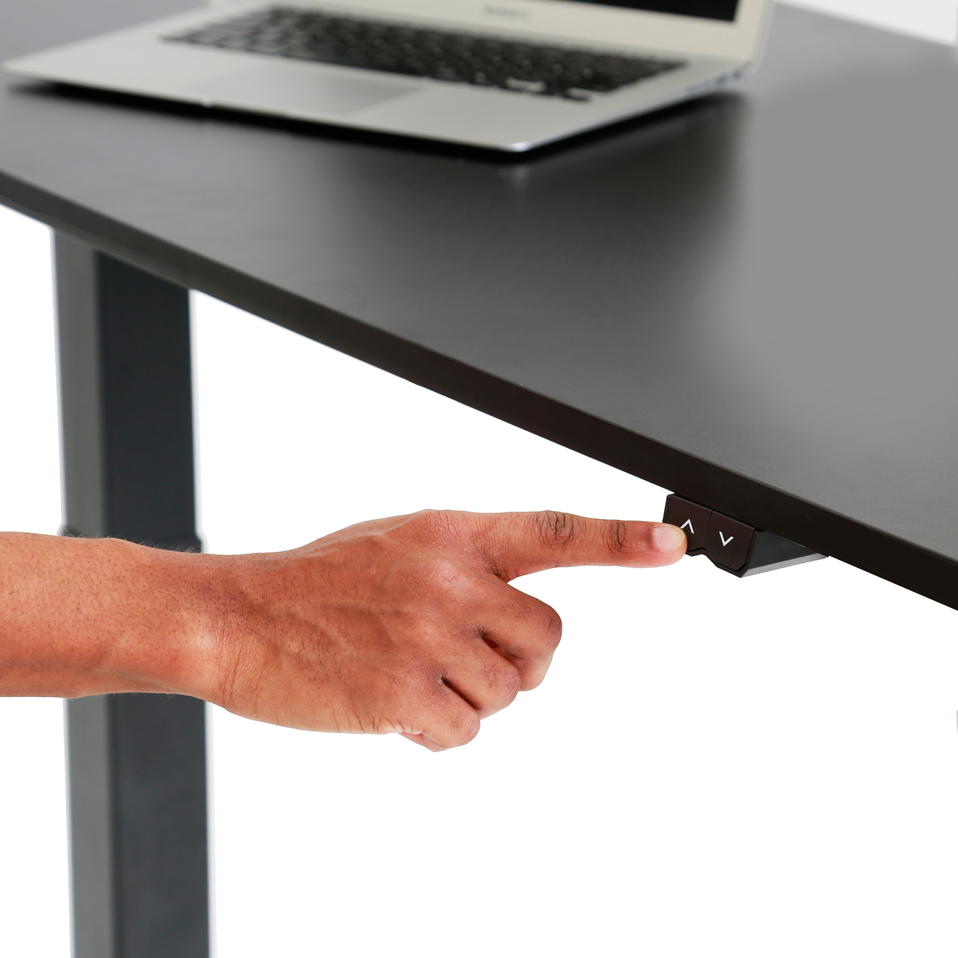 Tranzendesk 55 Side Crank Standing Desk - White - White Top / White Frame / White Shelf