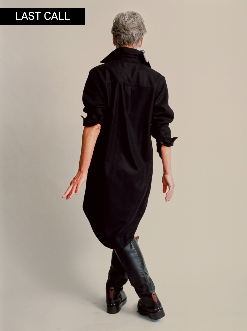 The Shirtdress (Black Enamel Merino Wool)
