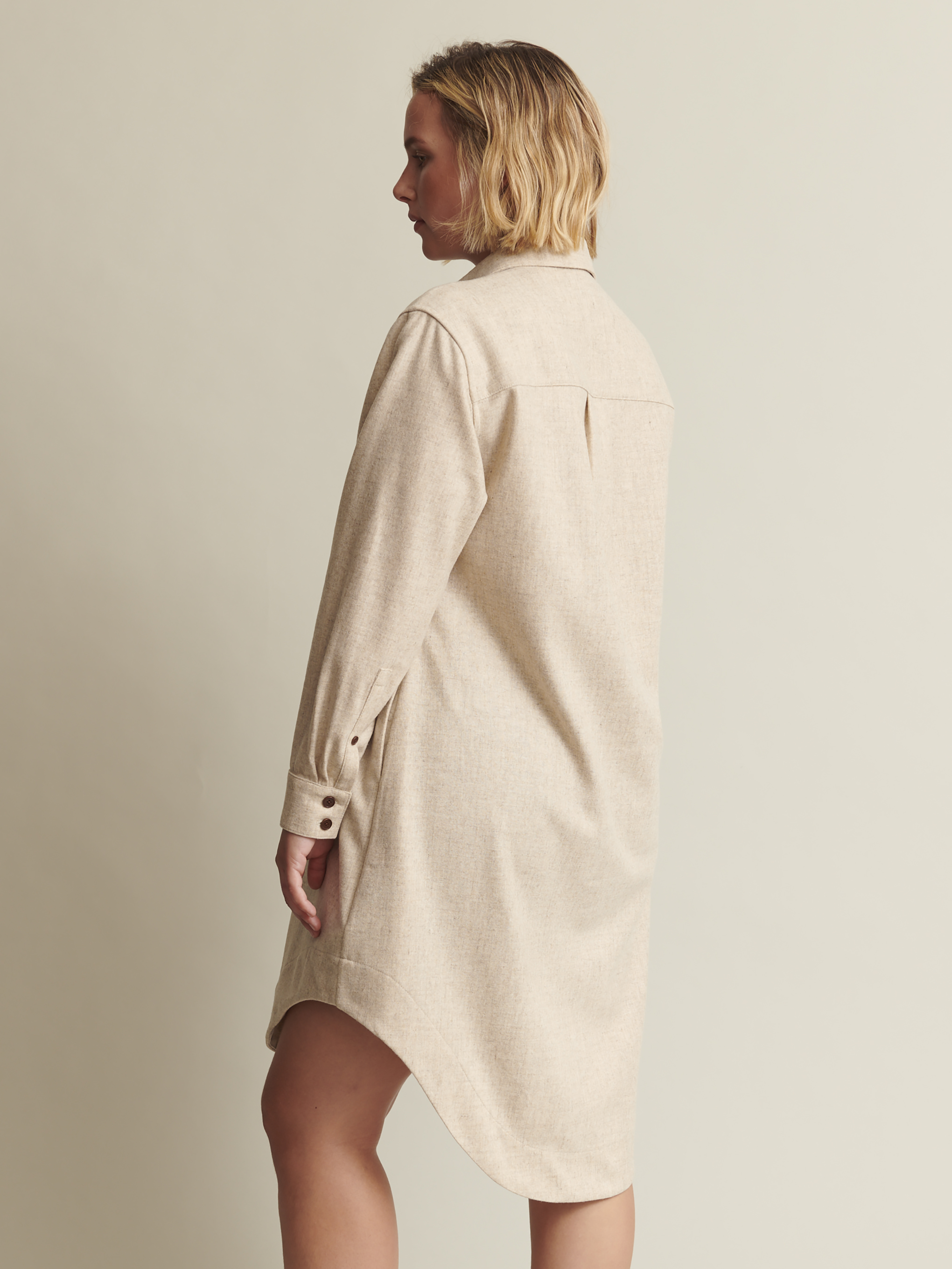 The Shirt Dress in 'With Cream' Merino Wool | NAOMI NOMI