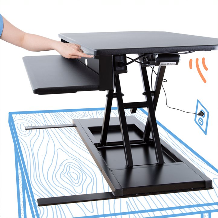 Stand Steady Flexpro Power 36 inch Electric Standing Desk - Electric Height Adjustable Stand Up Desk by Award Winning Holds 2 Monitors (Black) (36)