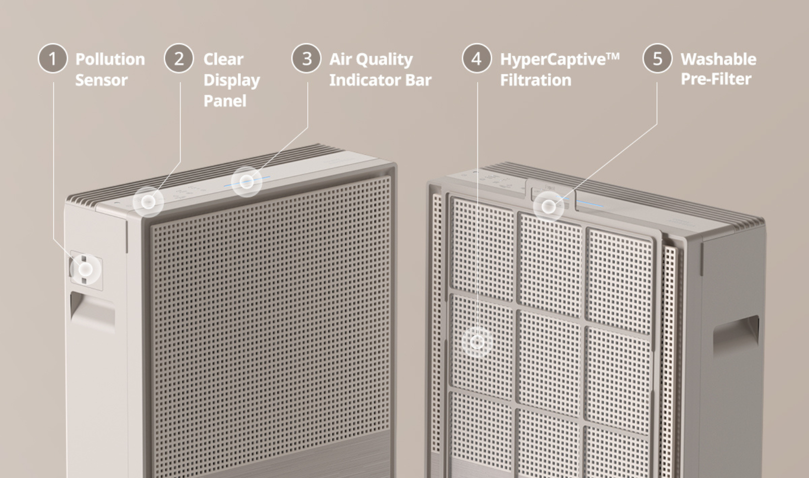 Airmega 250 pre-filter can slide out, rinse, and hang to dry.