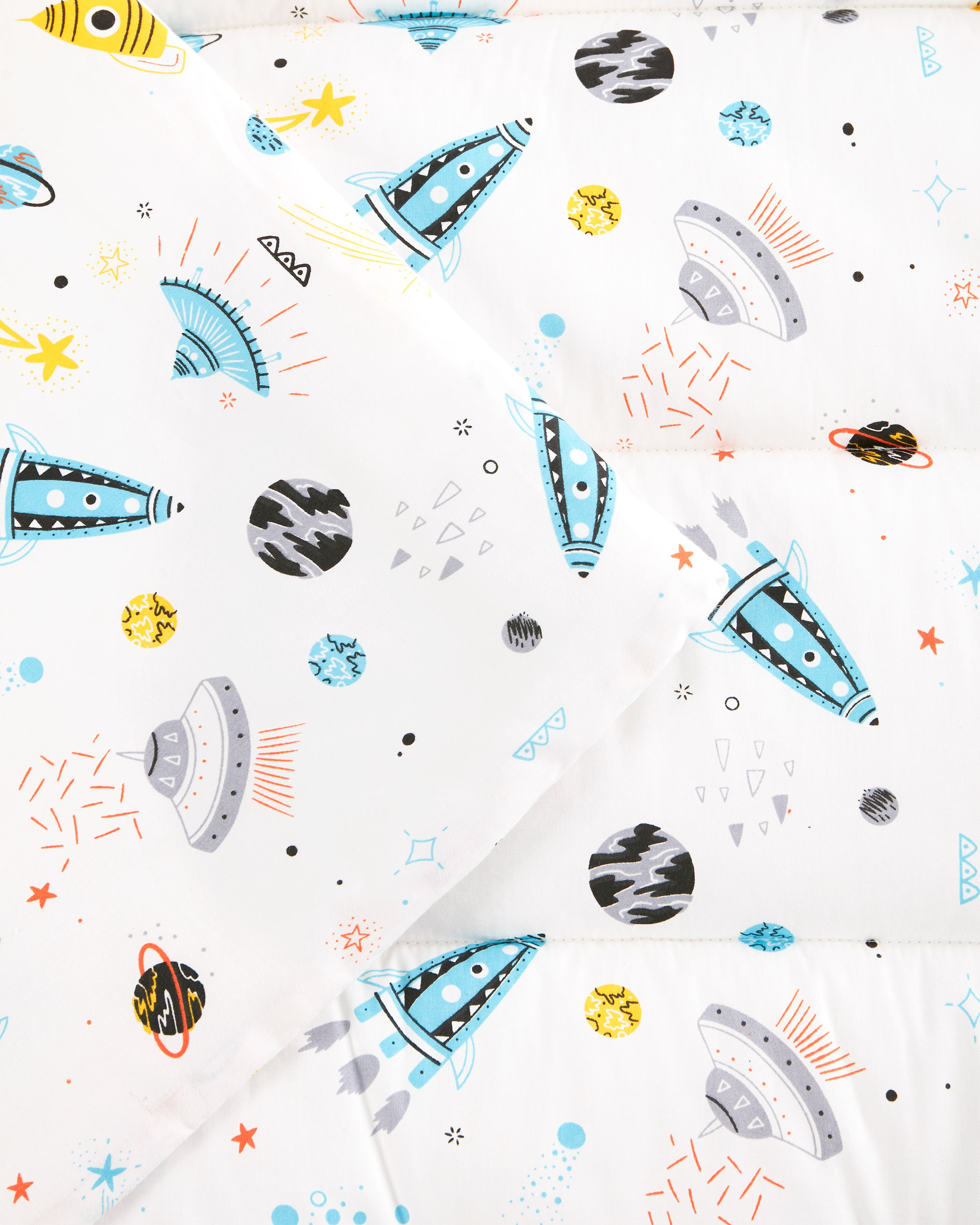 White Space Rocket Cotton Kids Nap Mat