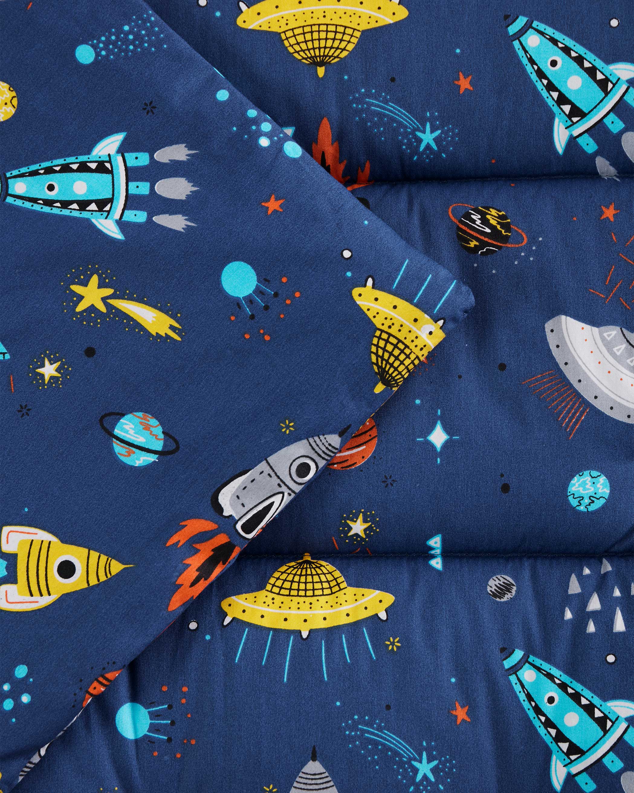 Blue Space Rocket Cotton Kids Nap Mat