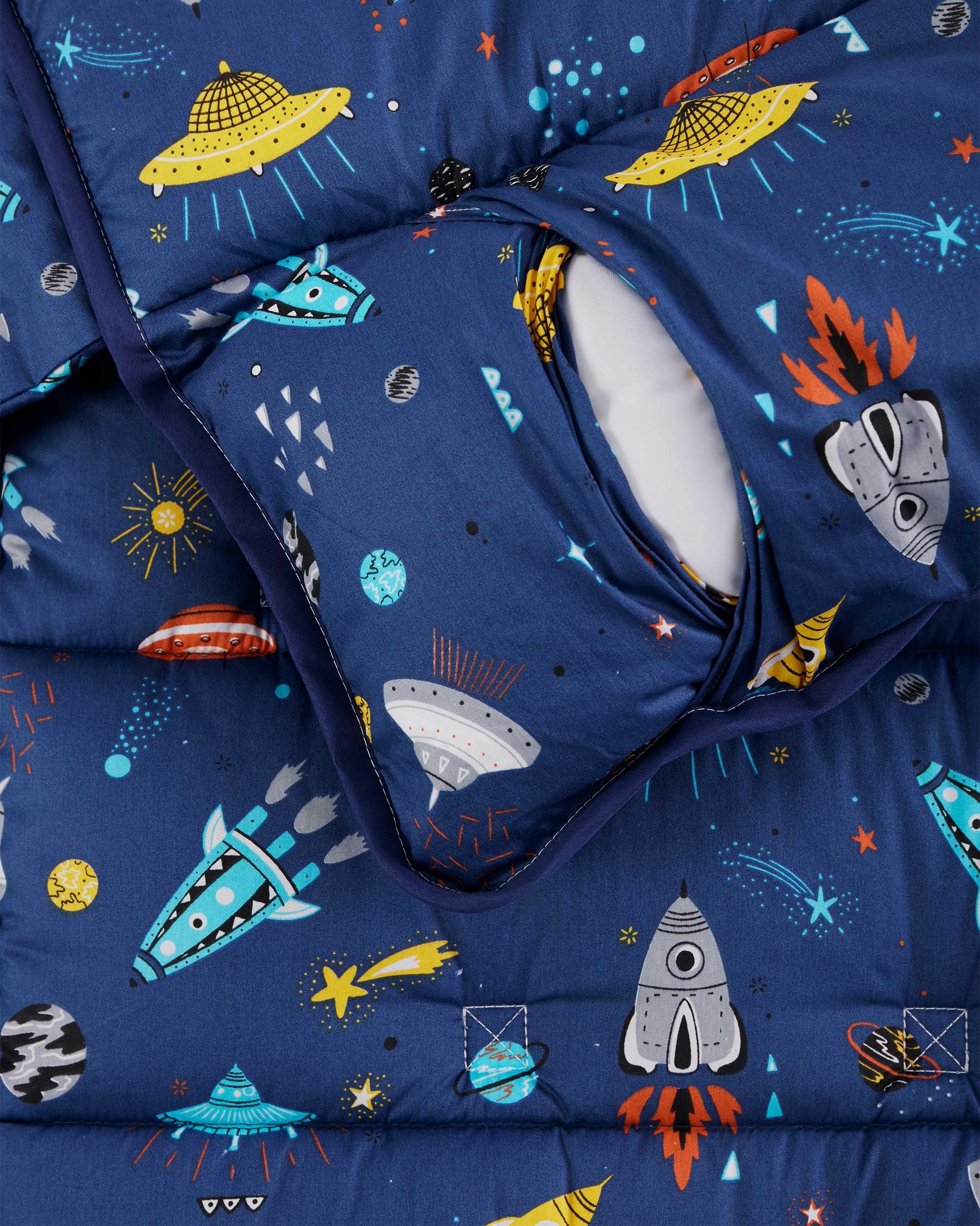 Blue Space Rocket Cotton Kids Nap Mat