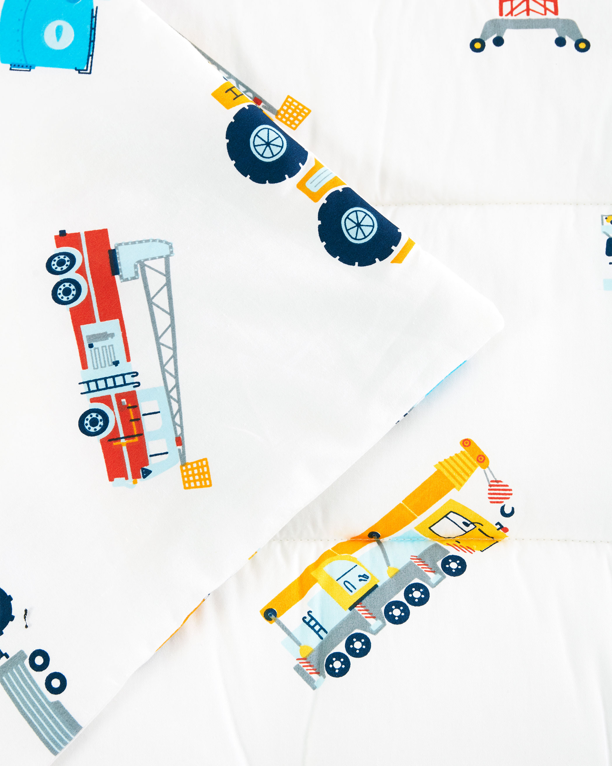 White Construction Site Cotton Kids Nap Mat