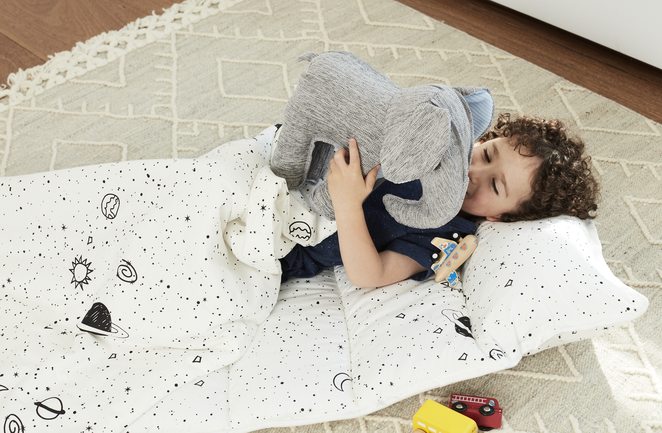 Dark Gray Galaxy Cotton Kids Nap Mat
