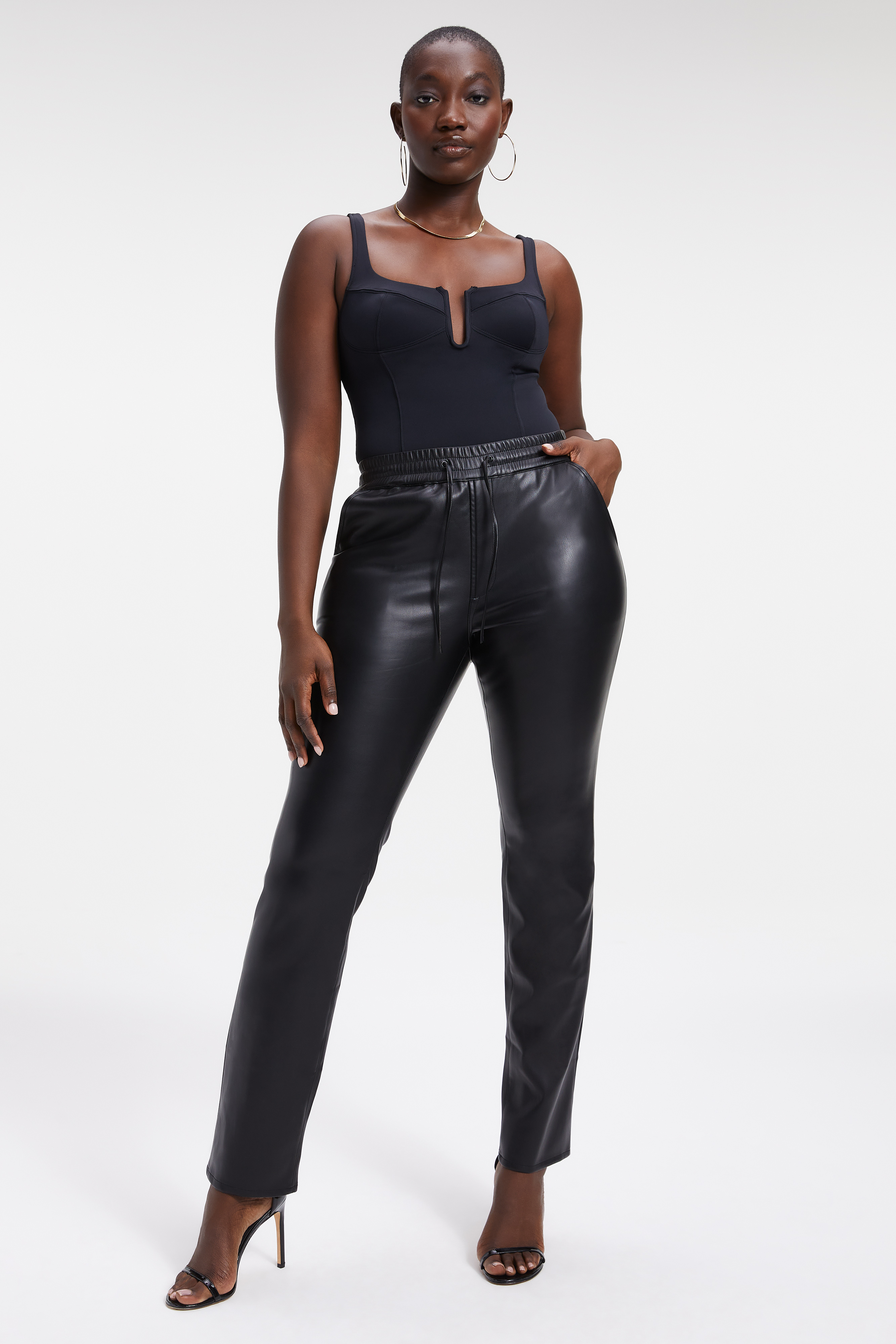 Styled With feature image for product LEATHER DRAWSTRING TROUSERS | BLACK001