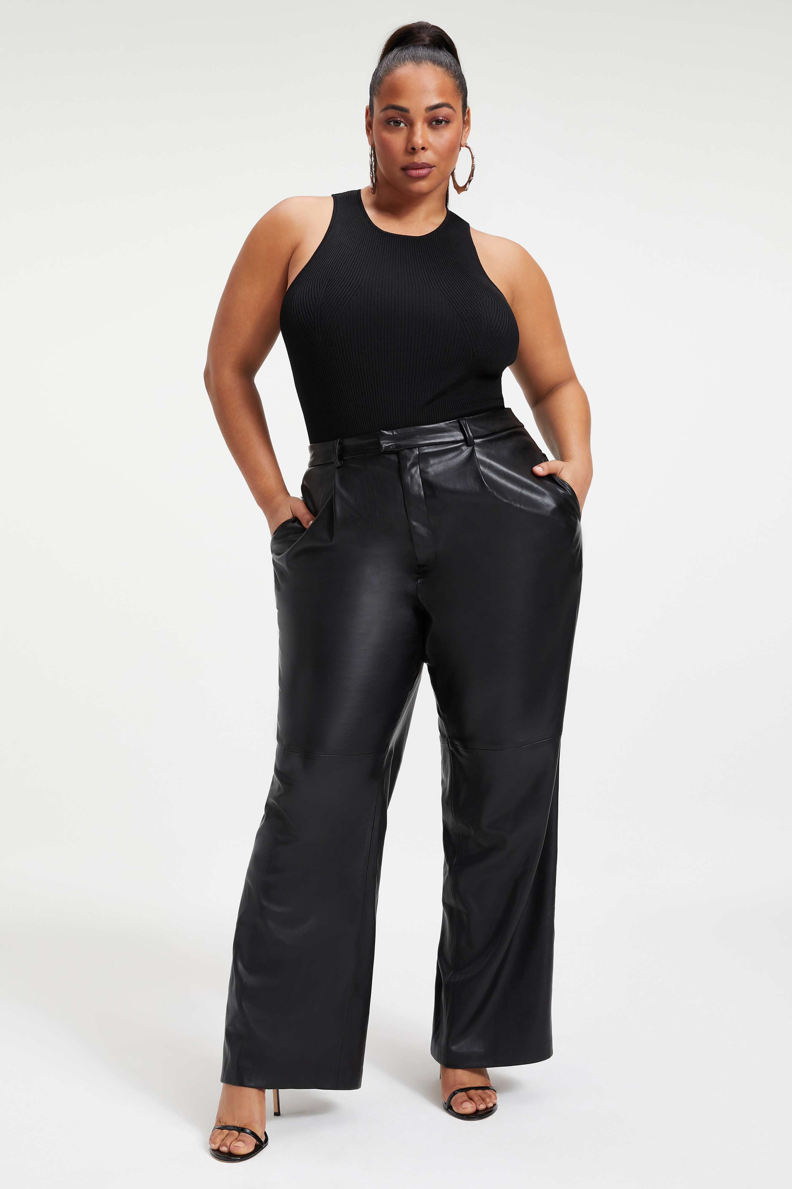 Styled With feature image for product BETTER THAN LEATHER WIDE TROUSER | BLACK001