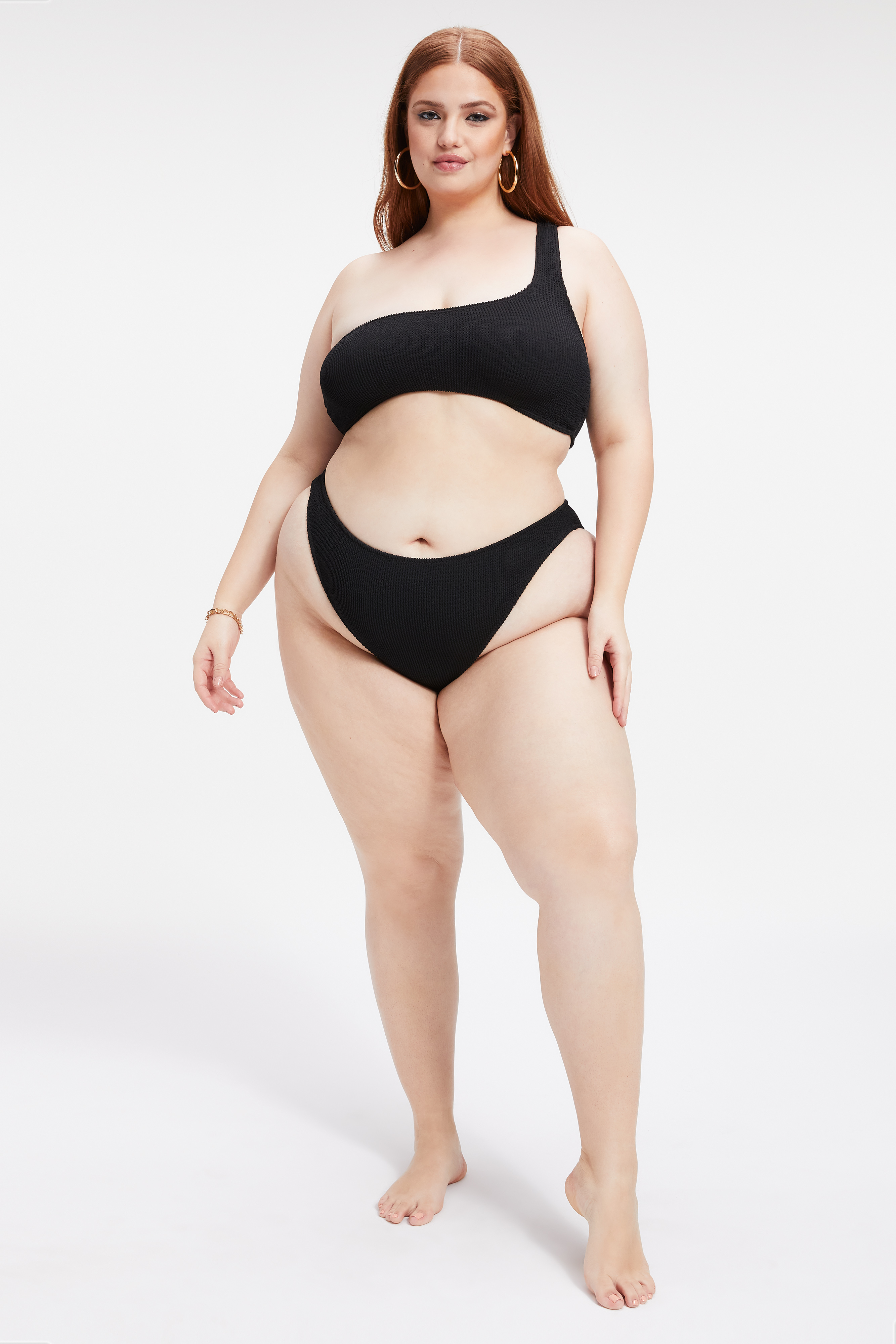 ALWAYS FITS SHOULDER BIKINI TOP in BLACK001 styled with our ALWAYS FITS BETTER CHEEKY in BLACK001, or ALWAYS FITS MINI SKIRT in BLACK001