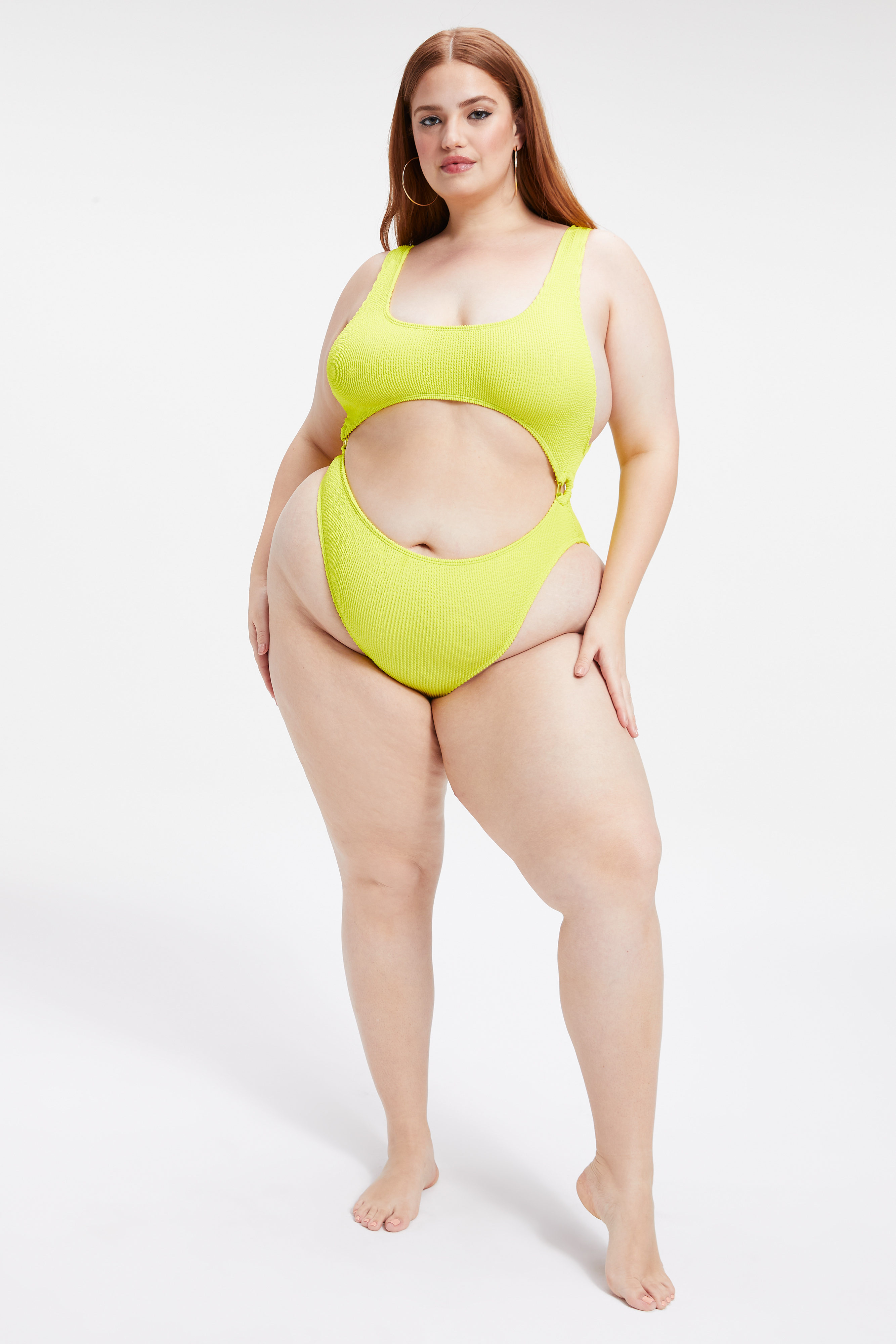 ALWAYS FITS MONOKINI ONE-PIECE in ELECTRIC YELLOW001 styled with our ALWAYS FITS MINI SKIRT in ELECTRIC YELLOW001