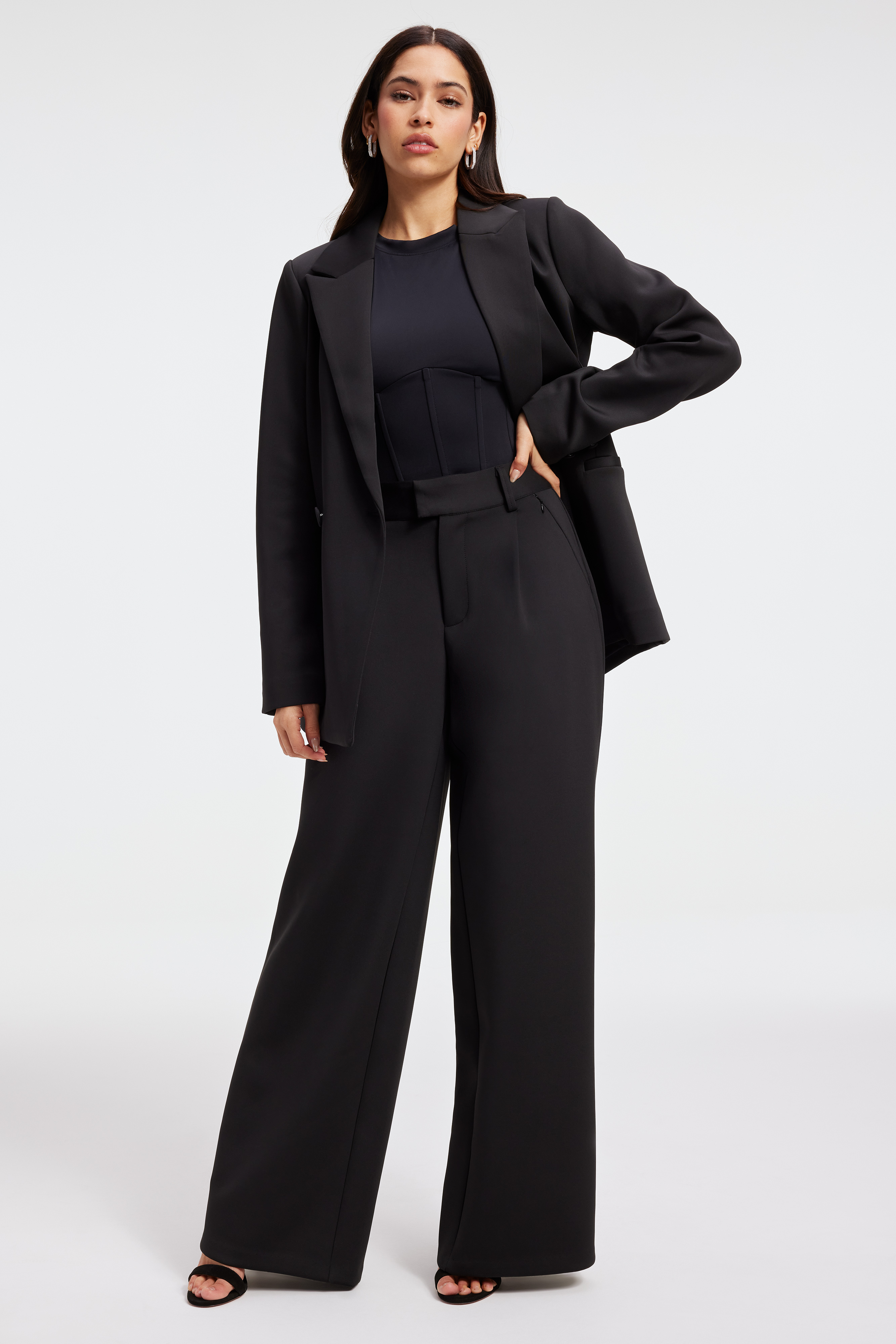 SCUBA BLAZER 2.0 in BLACK001 styled with our SCUBA TROUSERS in BLACK001,