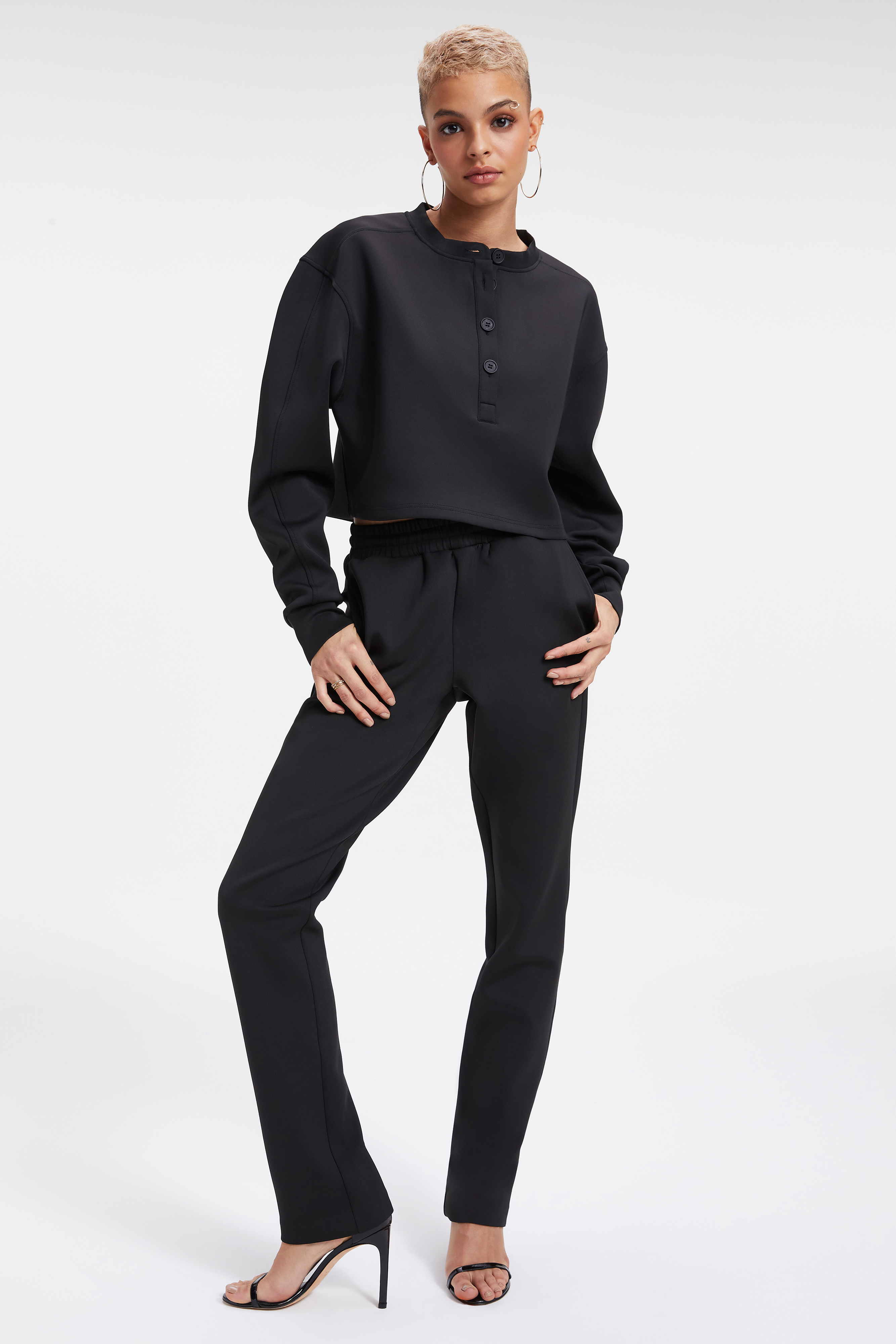 Styled With feature image for product BRUSHED SCUBA PANT | BLACK001