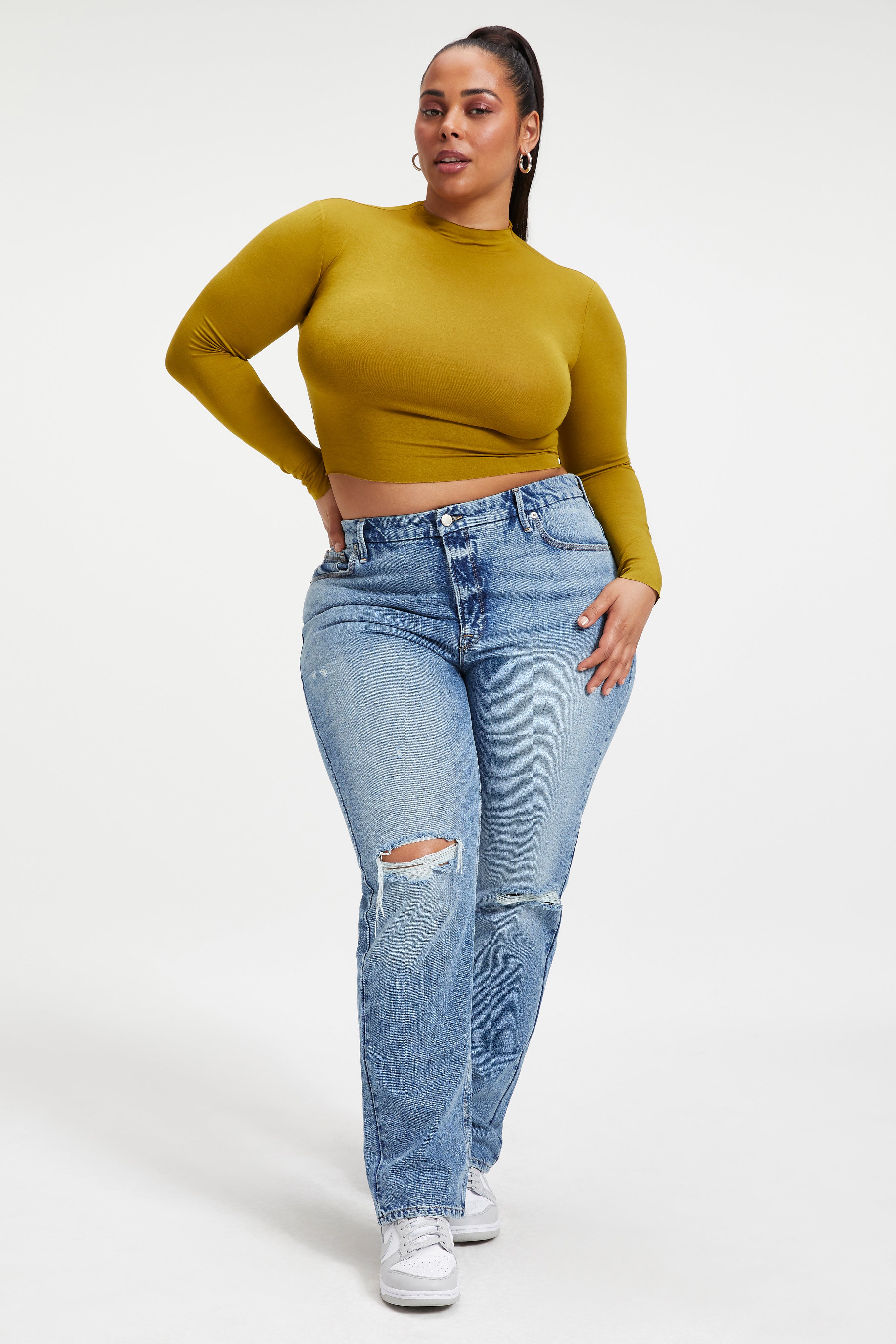 Styled With feature image for product SHINE MOCK TURTLENECK | PICKLED OLIVE001