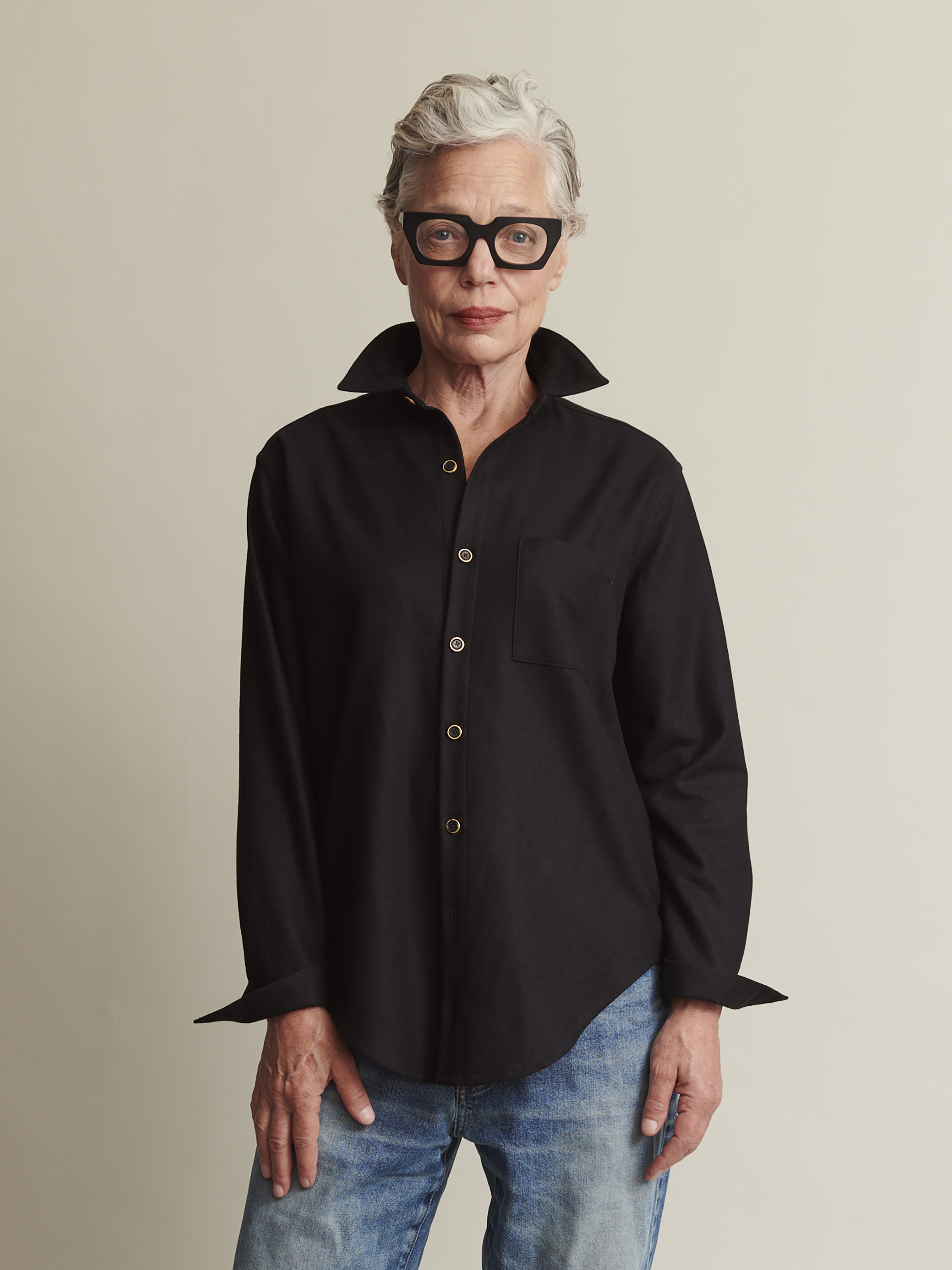 The New Oxford Shirt in Special-Edition Black Merino Wool | NAOMI NOMI