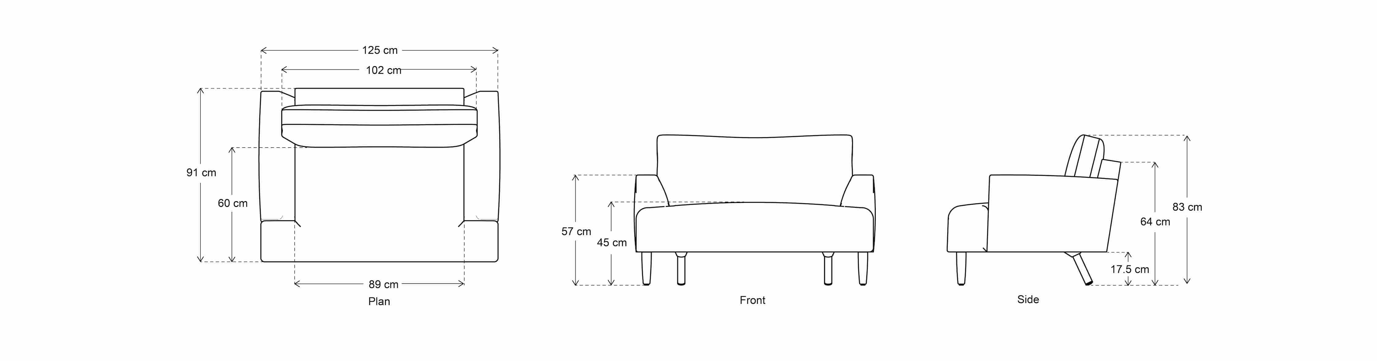 armchair sofa dimensions