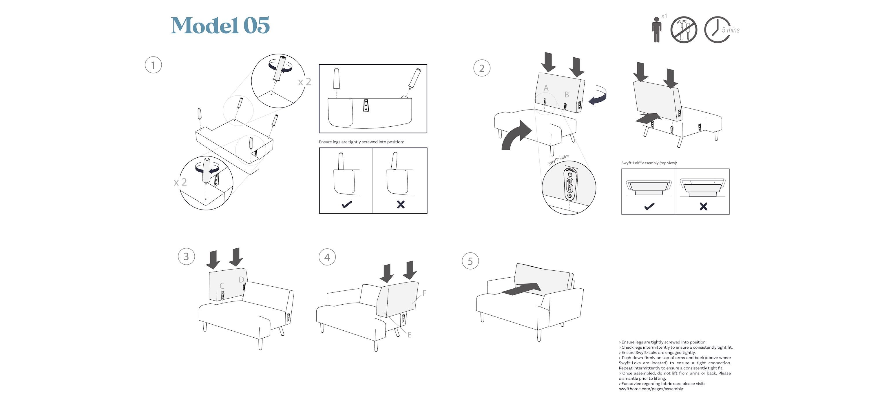 Assembly sofa 1.5 seats 