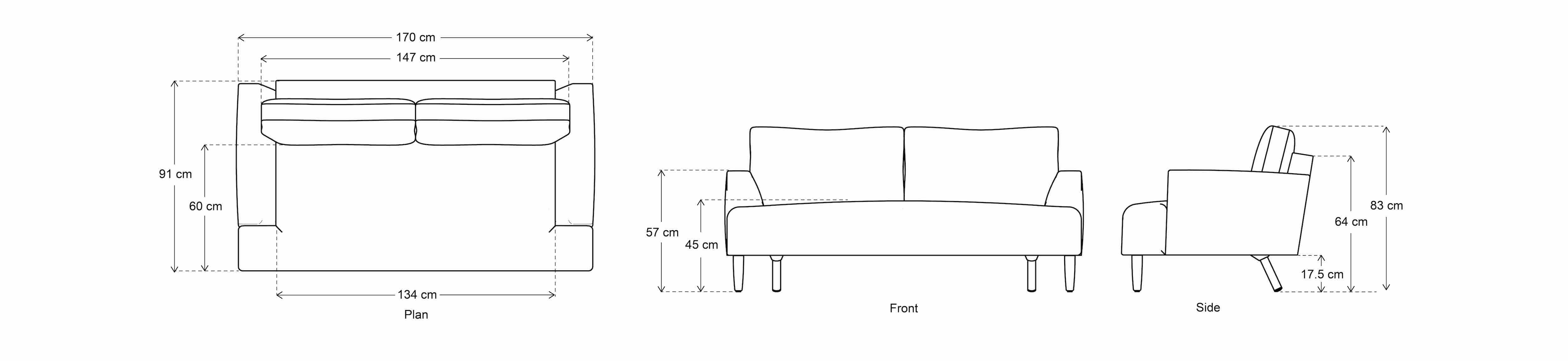2 seater sofa dimensions