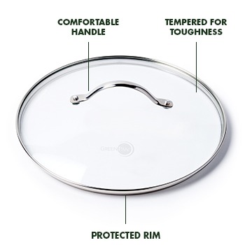  GreenPan Glass Lid with Stainless Steel Handle, 12, Silver :  Everything Else