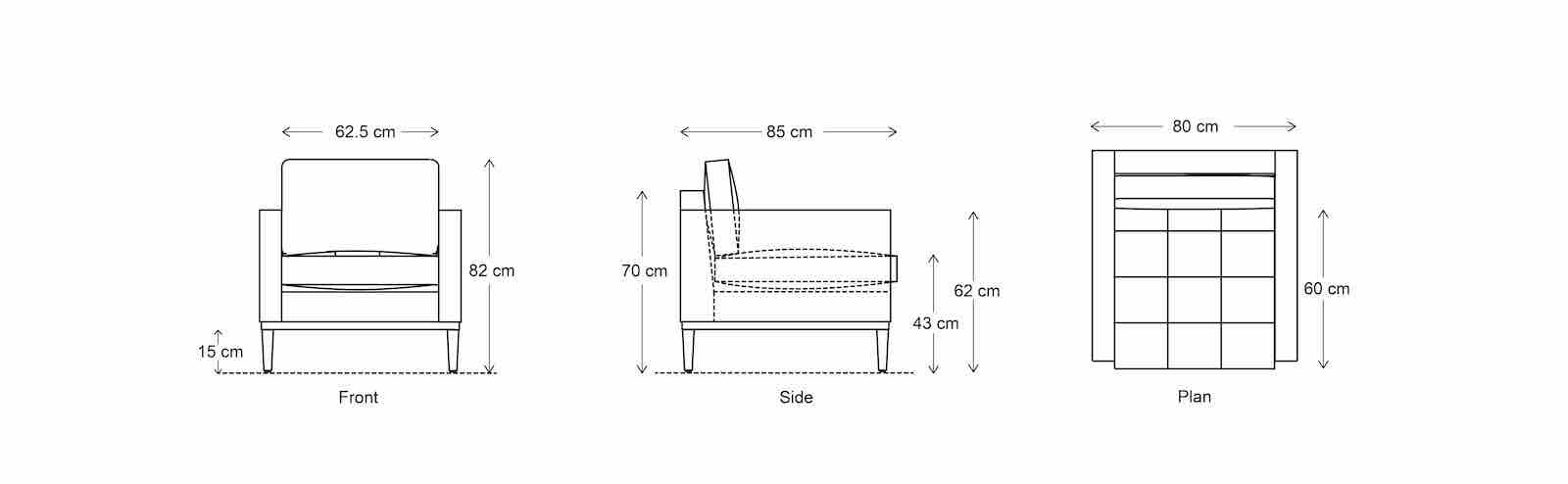 armchair sofa dimensions