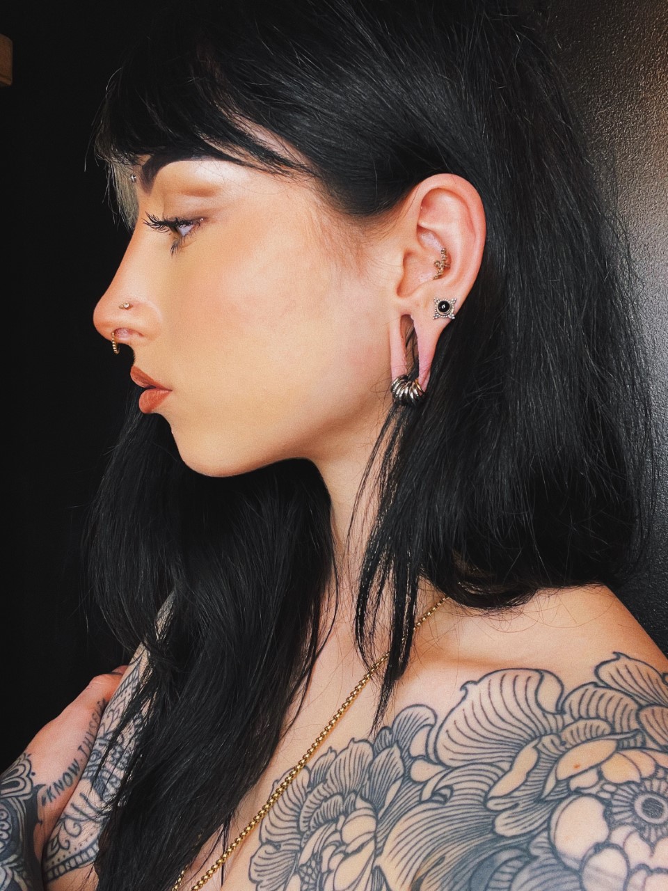 Girl wearing cool  Silver Titanium Ring Stack - Small - (10 Rings)