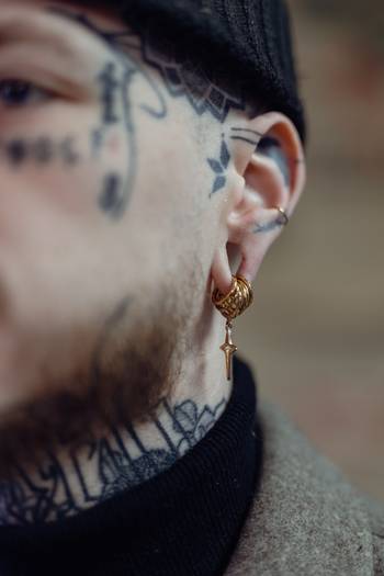 cool Ring Stack for Stretched Ears, Gold, Titanium, Large - 10 Rings