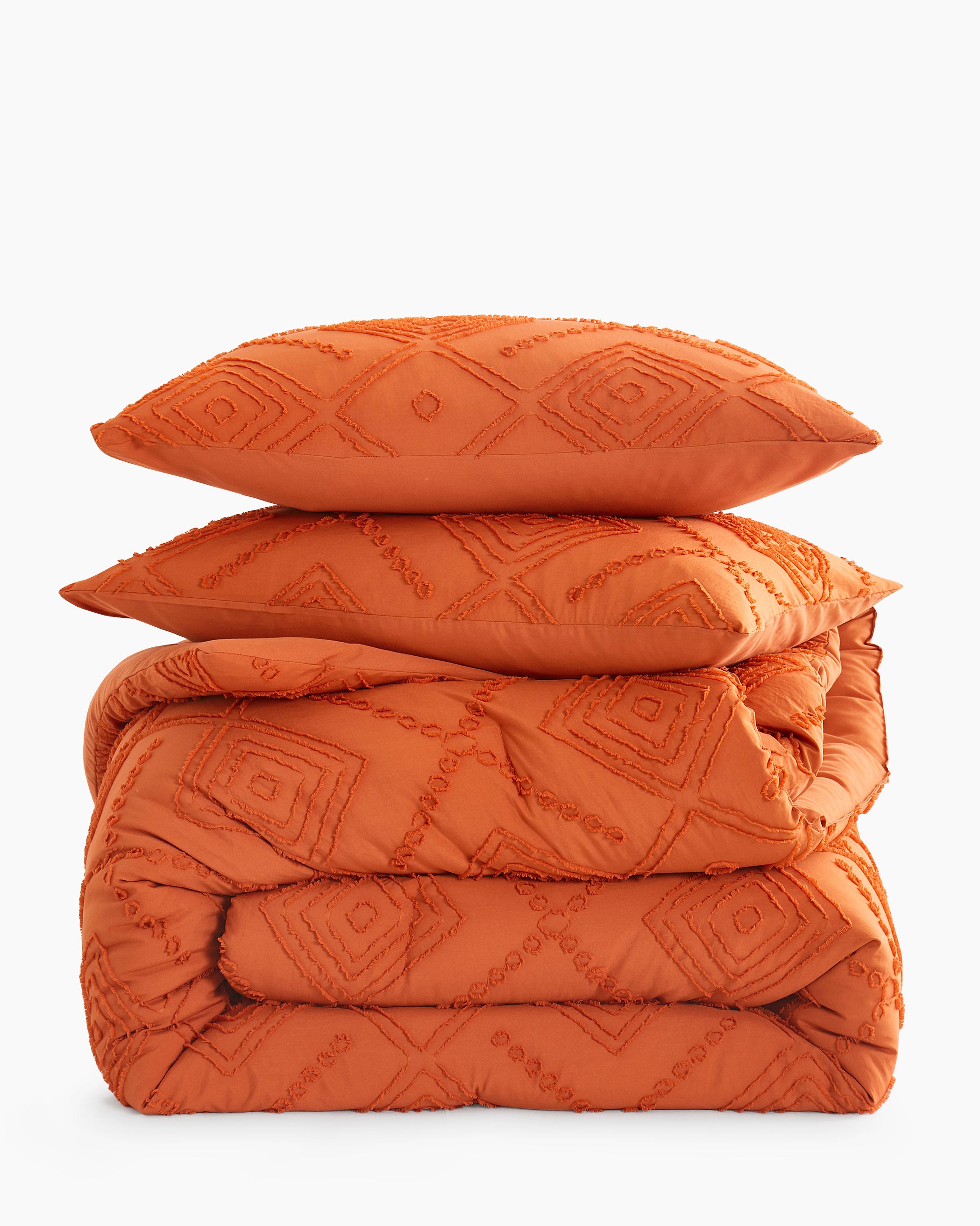Burnt Orange Diamond Tufted Microfiber Comforter Set