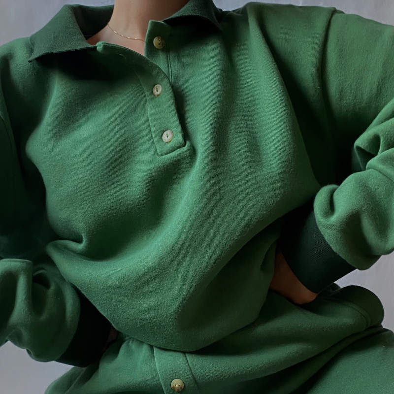 Vintage polo collar sweatshirt Clearance