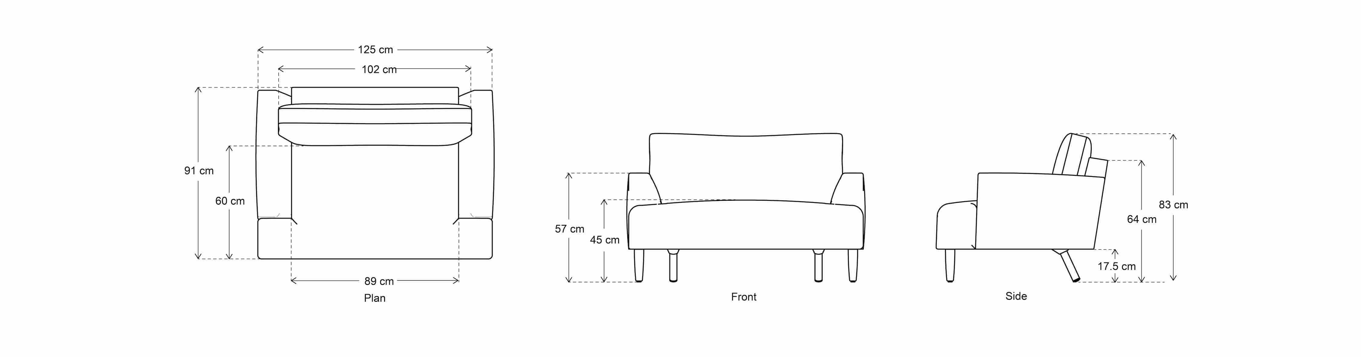 Chaise longue sofa dimensions