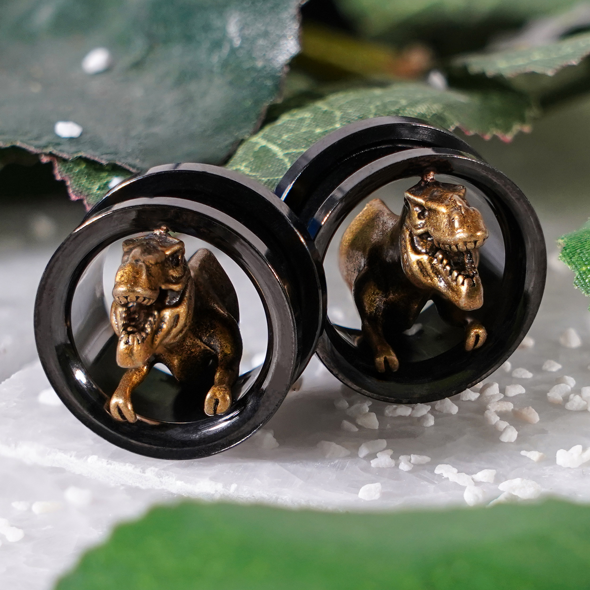 cool Black Steel Screwback T-rex Plug / Tunnel / Gauge