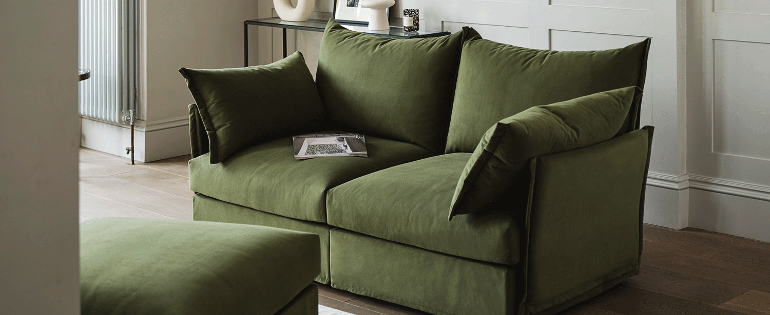 Green velvet sofa modular