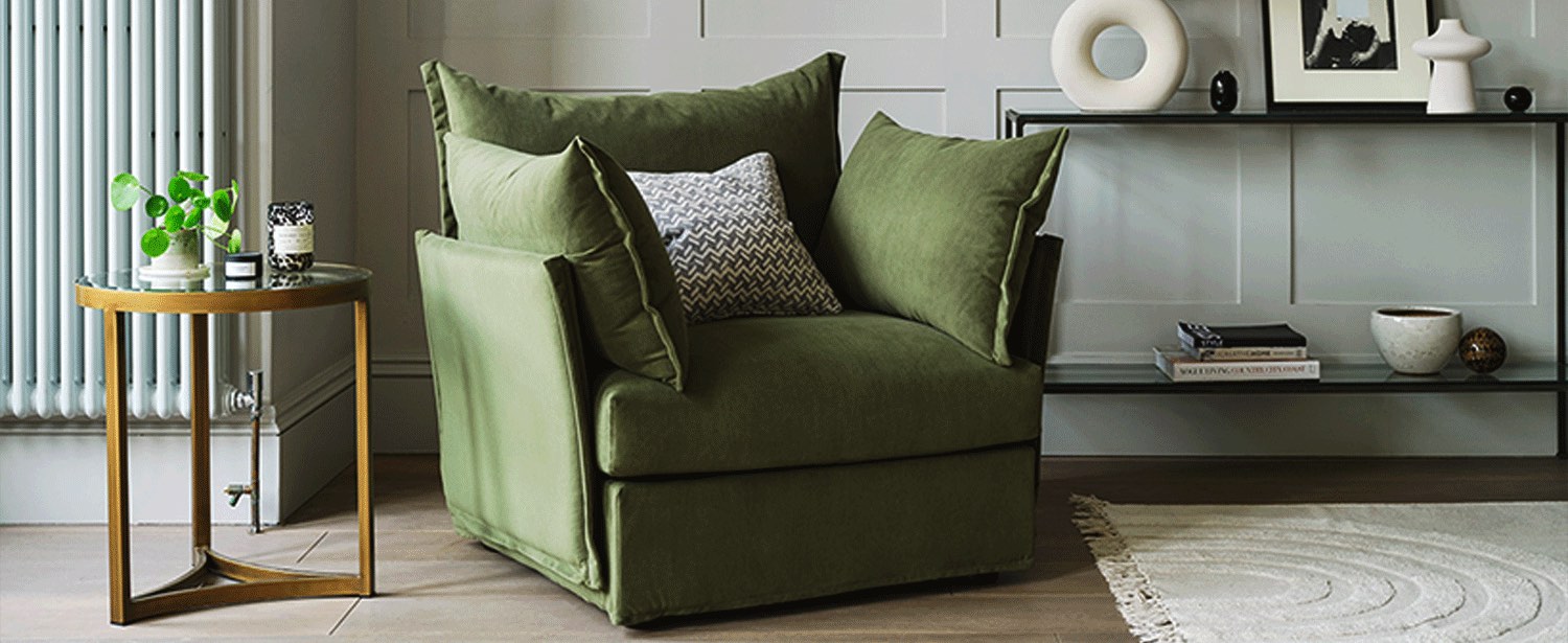 Armcahir sofa modular green velvet