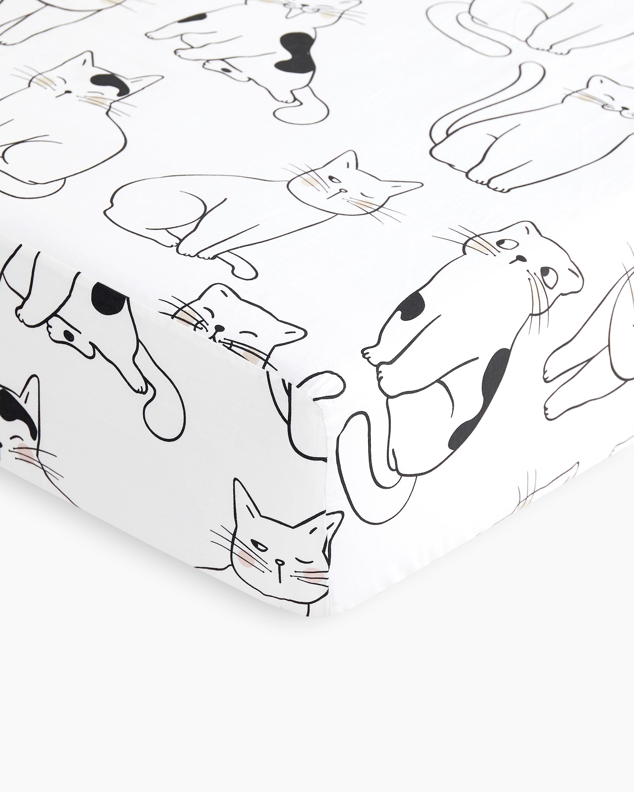 White Cat Cotton Sheet Set