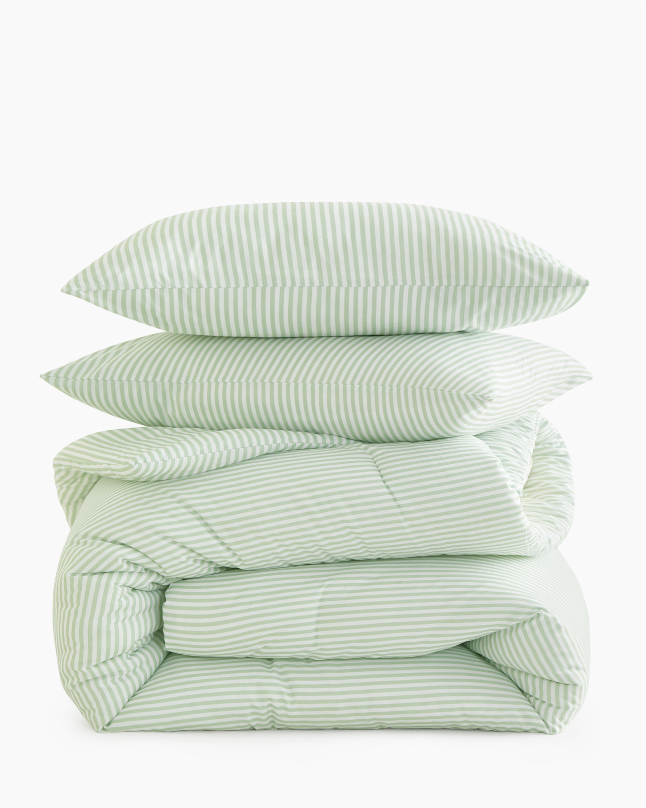 Sage Green Striped Microfiber Comforter Set