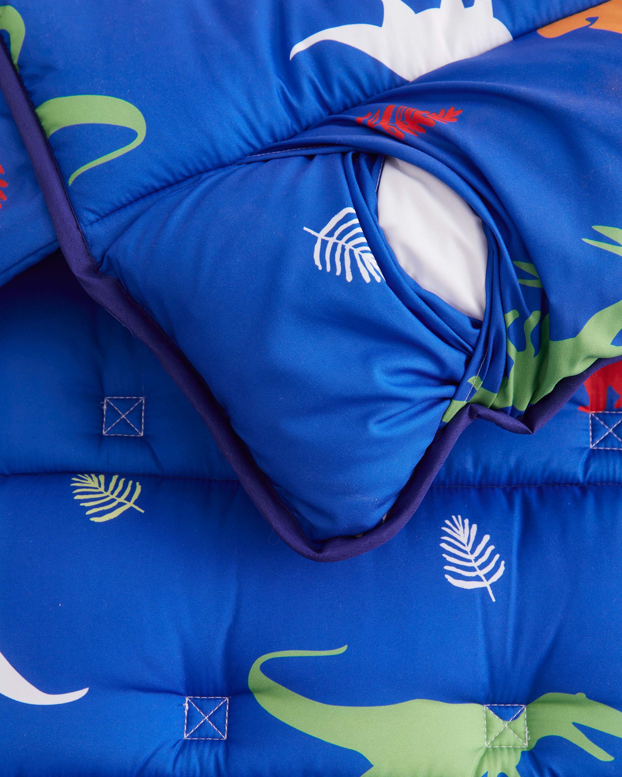Blue Dinosaur and Leaves Microfiber Kids Nap Mat
