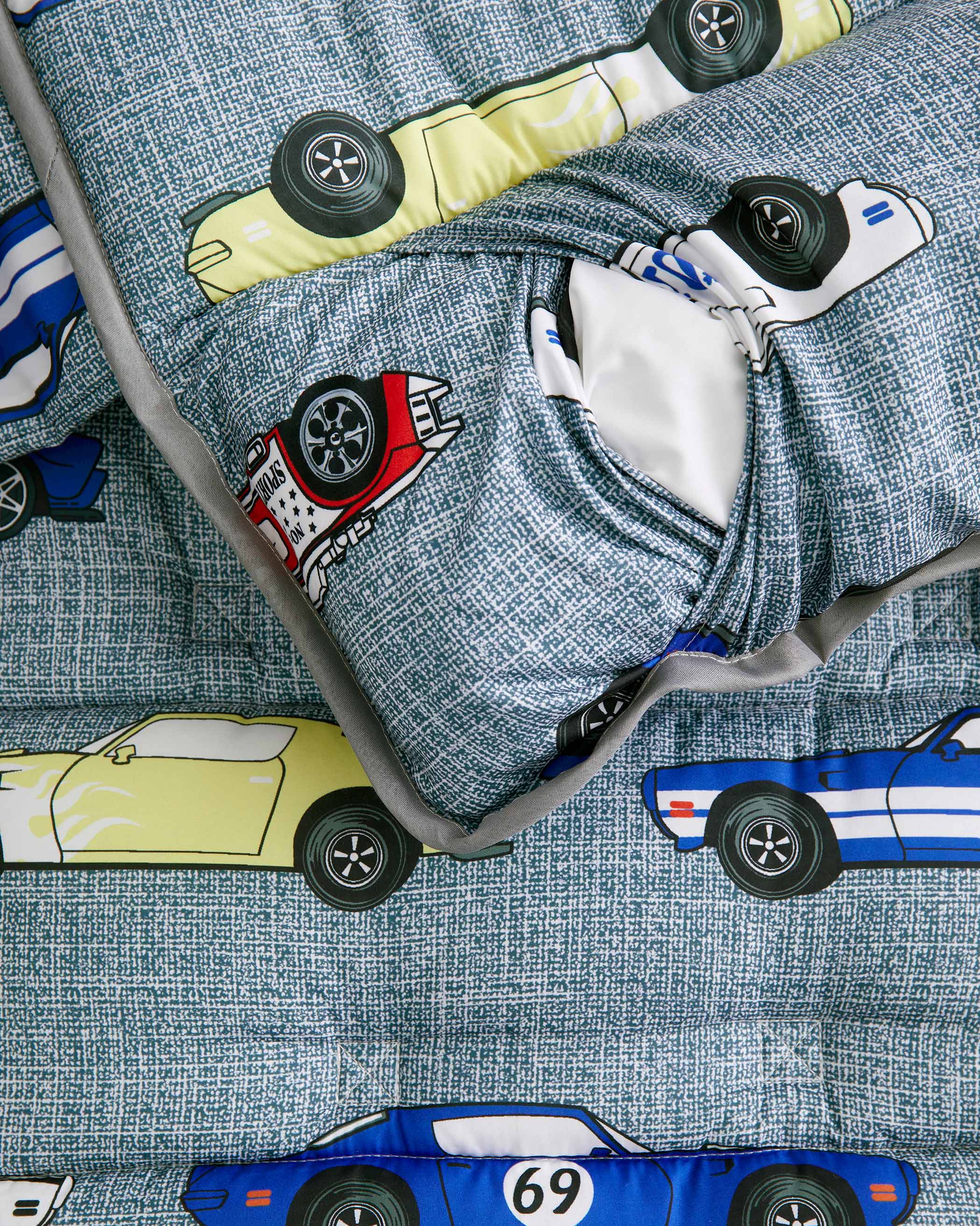Gray Race Car Microfiber Kids Nap Mat