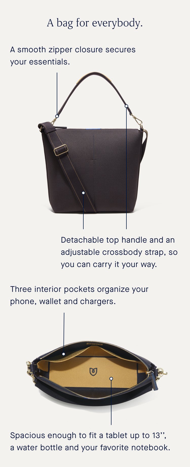 The Mini Zip Bucket in Ink & Ivory, Mini Bucket Bag Purses